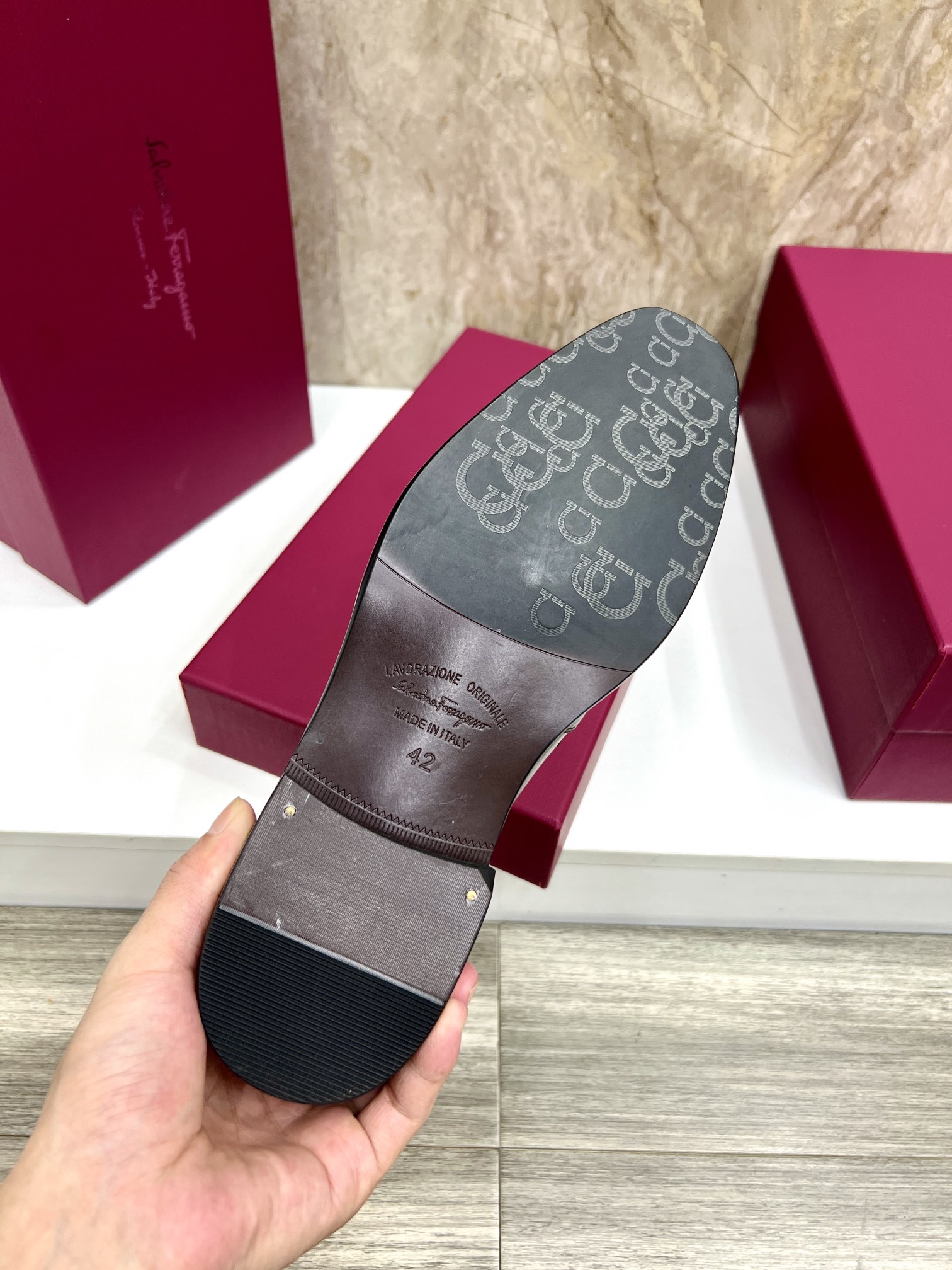 Salvatore Ferragamo Men's Leather Loafers with Gancini Ornament, Brown 9 i1727294058 8518 2