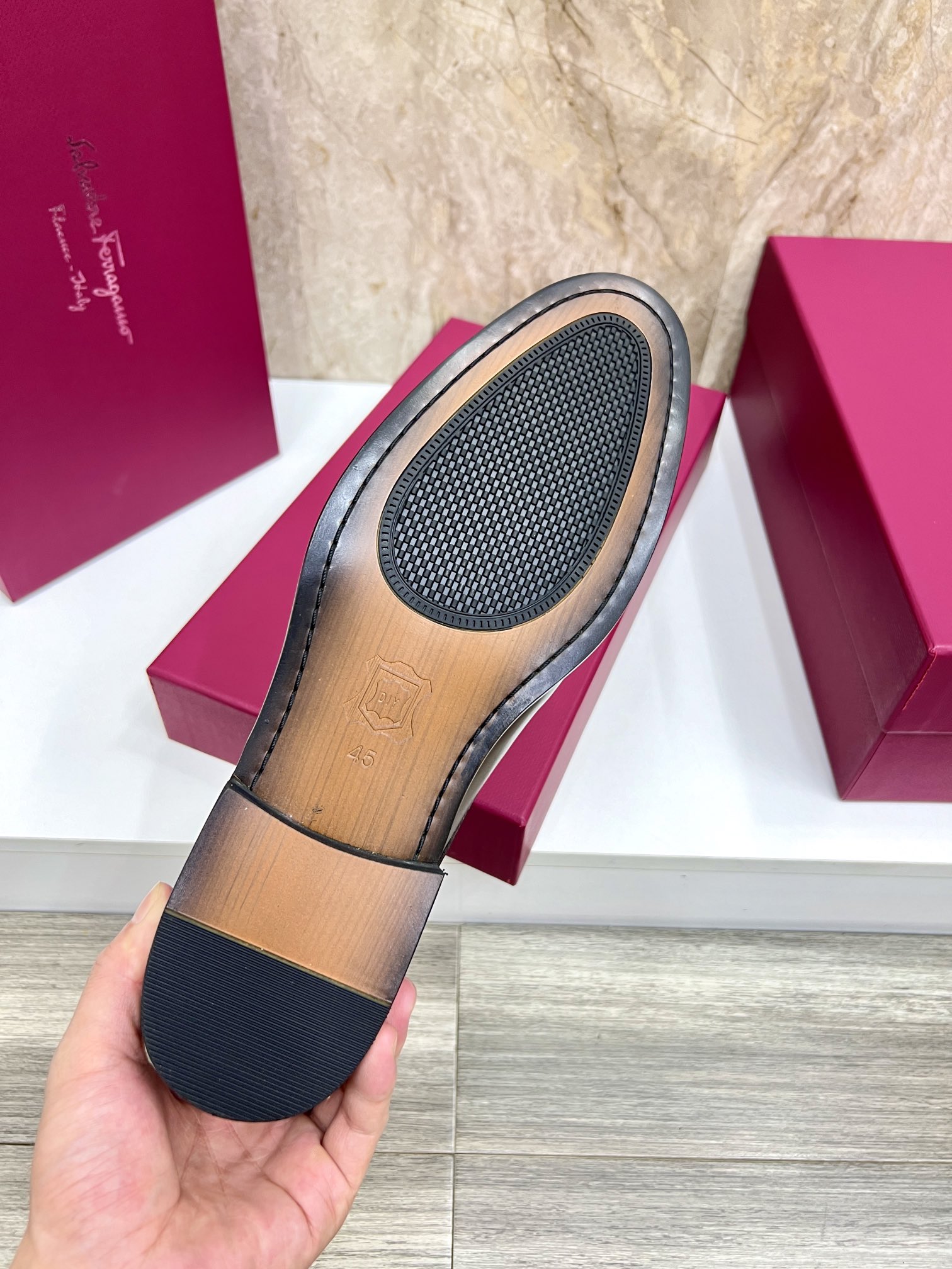 Salvatore Ferragamo Men's Brown Leather Dress Shoes, Lace-up, Size 38-44 8 i1727294160 682 7