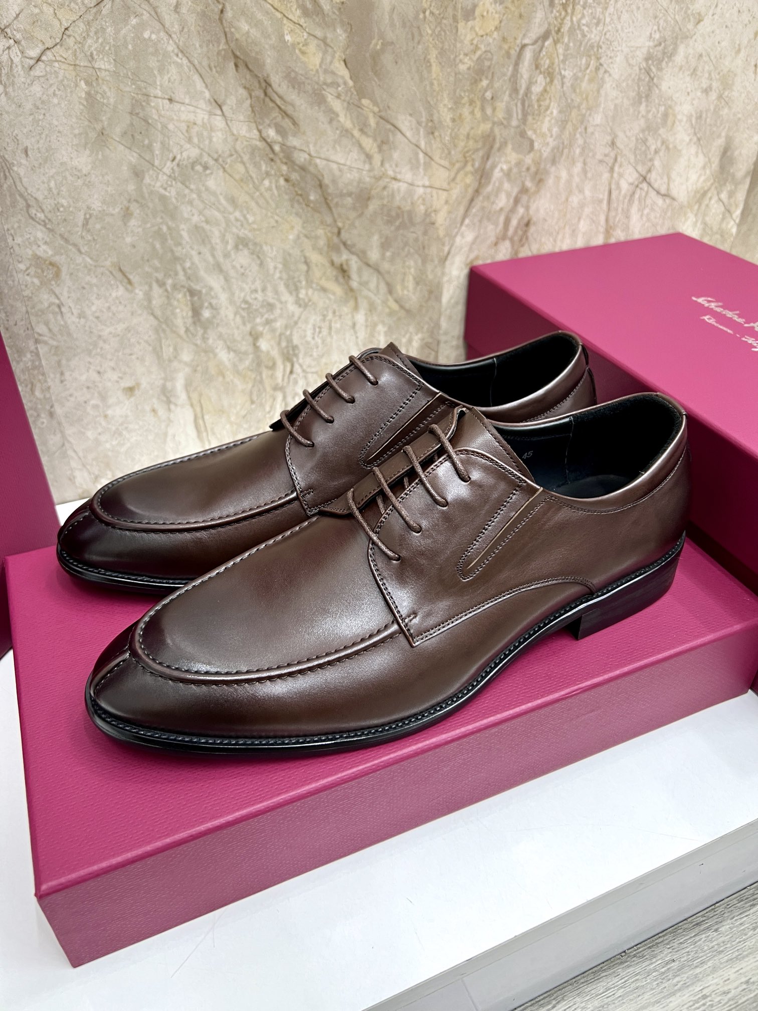 Salvatore Ferragamo Men's Brown Leather Dress Shoes, Lace-up, Size 38-44 3 i1727294160 7895 4