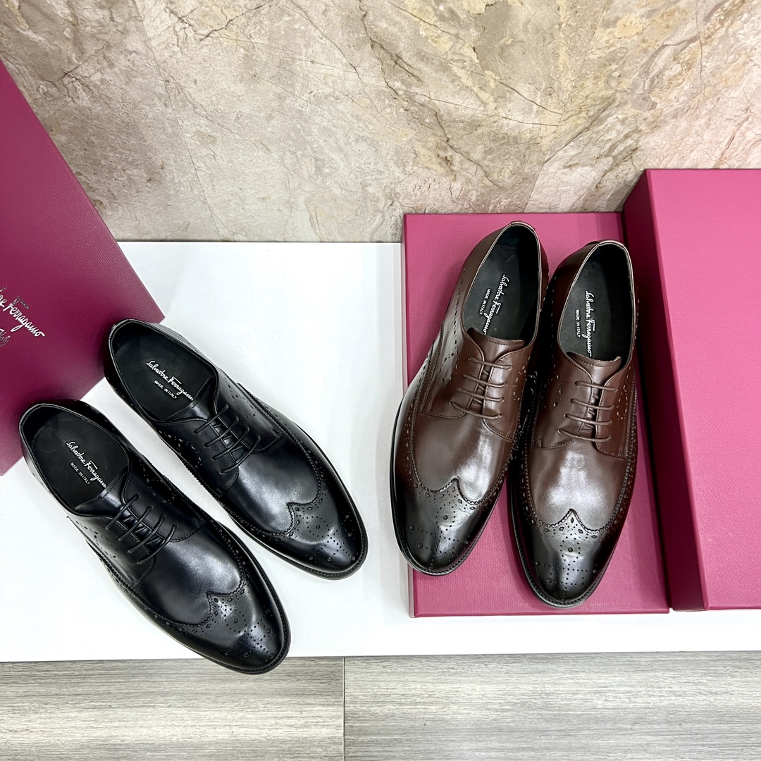 Salvatore Ferragamo Men's Black Leather Lace-Up Oxford Dress Shoes 10 i1727294183 7968 2