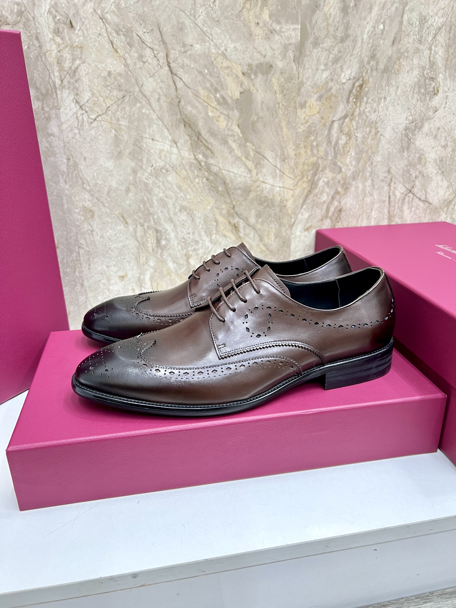 Salvatore Ferragamo Men's Brown Leather Wingtip Oxford Dress Shoes 3 i1727294197 3270 6