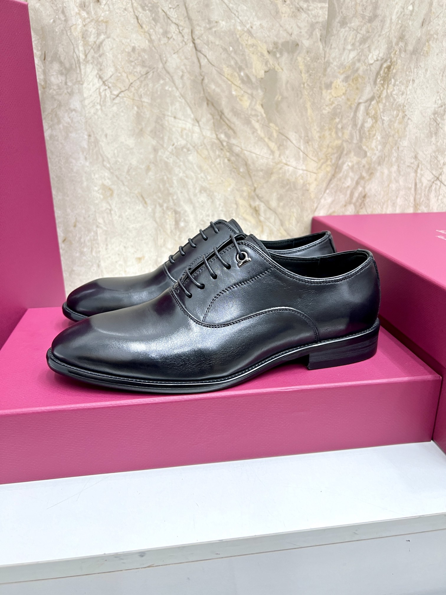 Salvatore Ferragamo Men's Black Leather Lace-Up Dress Shoes Size 38-44 3 i1727294220 7489 5