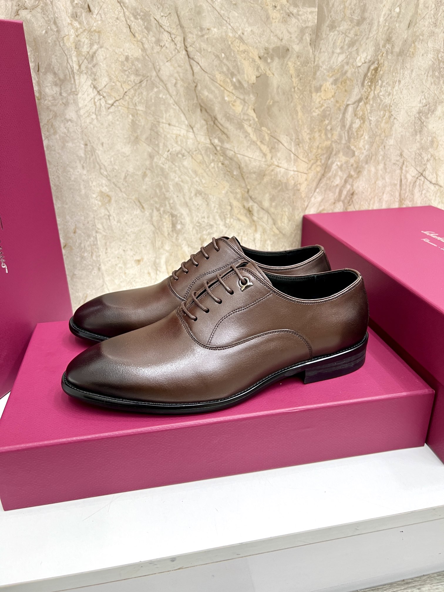 Salvatore Ferragamo Men's Leather Lace-Up Dress Shoes, Brown 3 i1727294234 1542 4