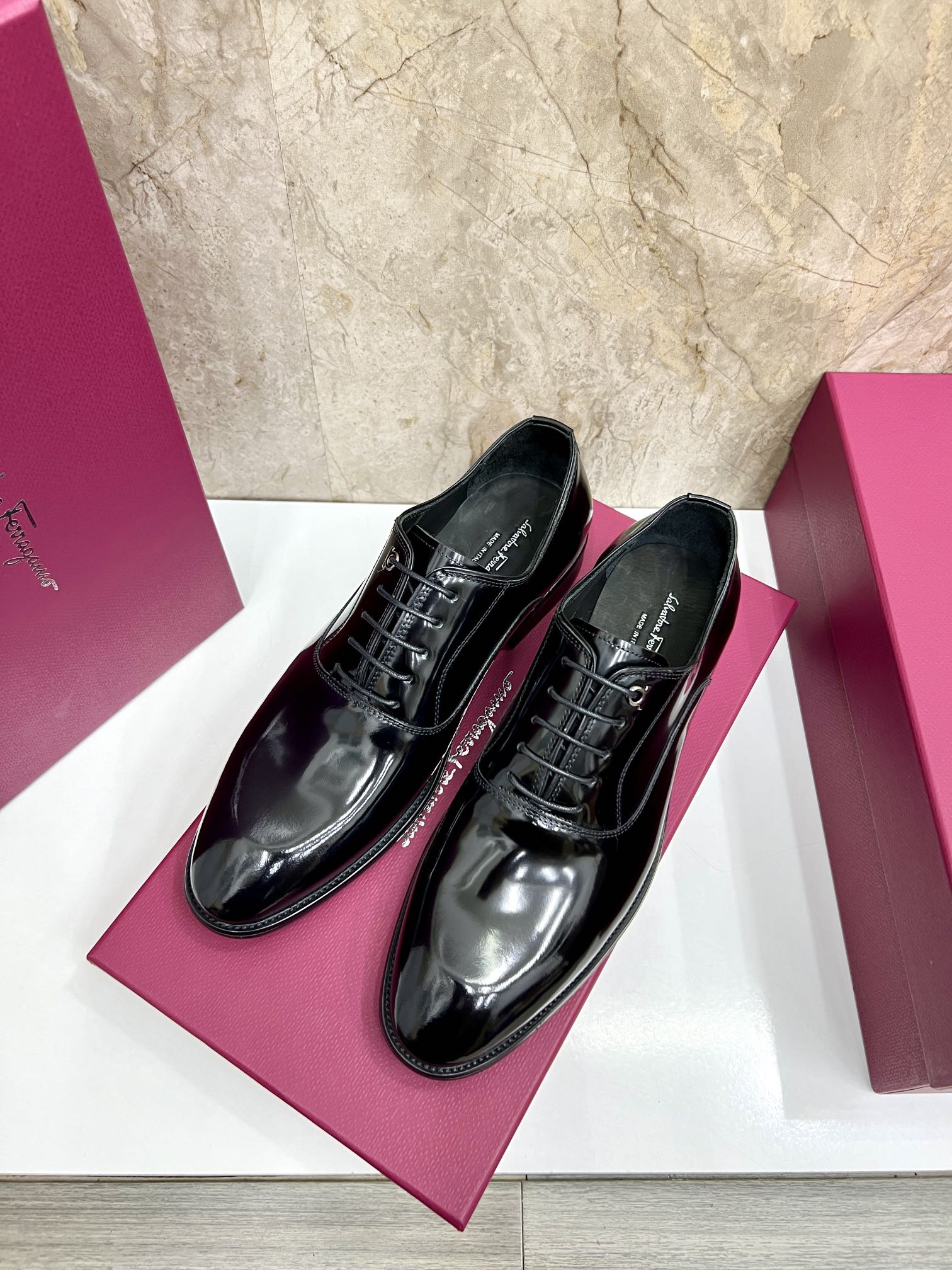 Salvatore Ferragamo Men's Leather Oxford Dress Shoes - Black, Size 38-44 4 i1727294258 418 8
