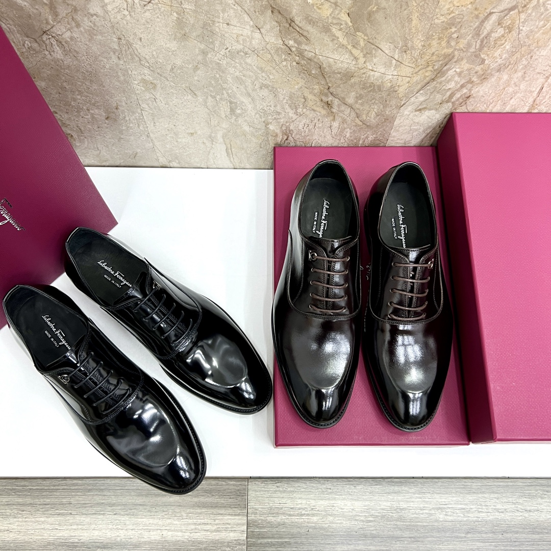 Salvatore Ferragamo Men's Leather Oxford Dress Shoes - Black, Size 38-44 10 i1727294258 5137 1