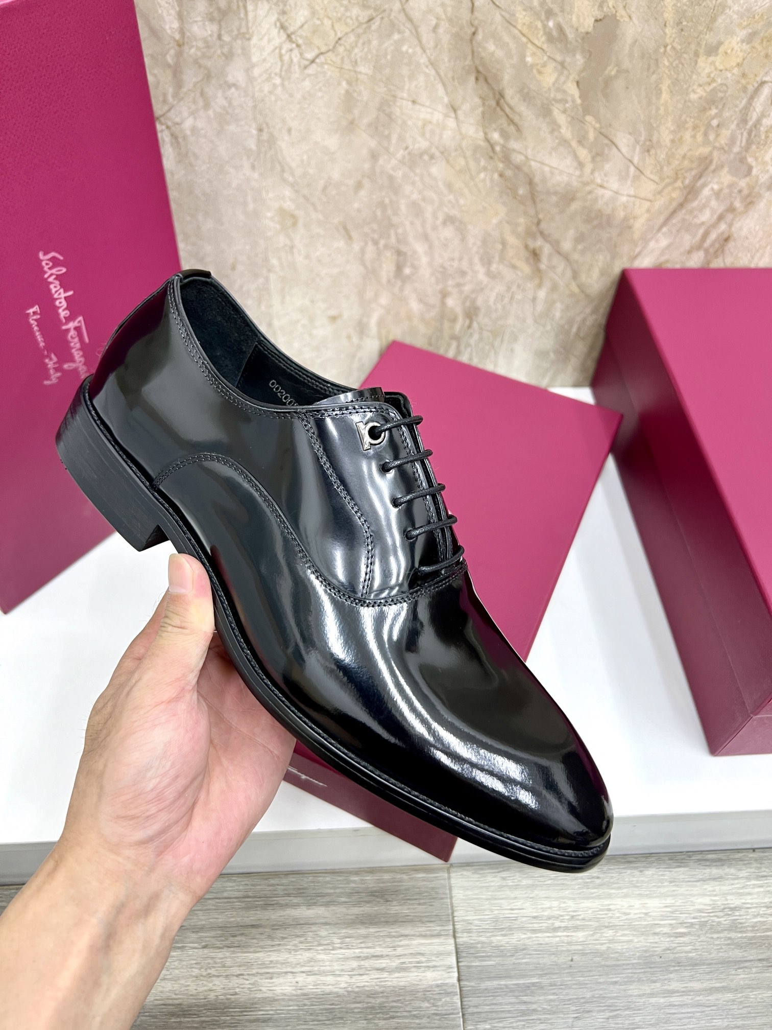Salvatore Ferragamo Men's Leather Oxford Dress Shoes - Black, Size 38-44 7 i1727294258 8131 3
