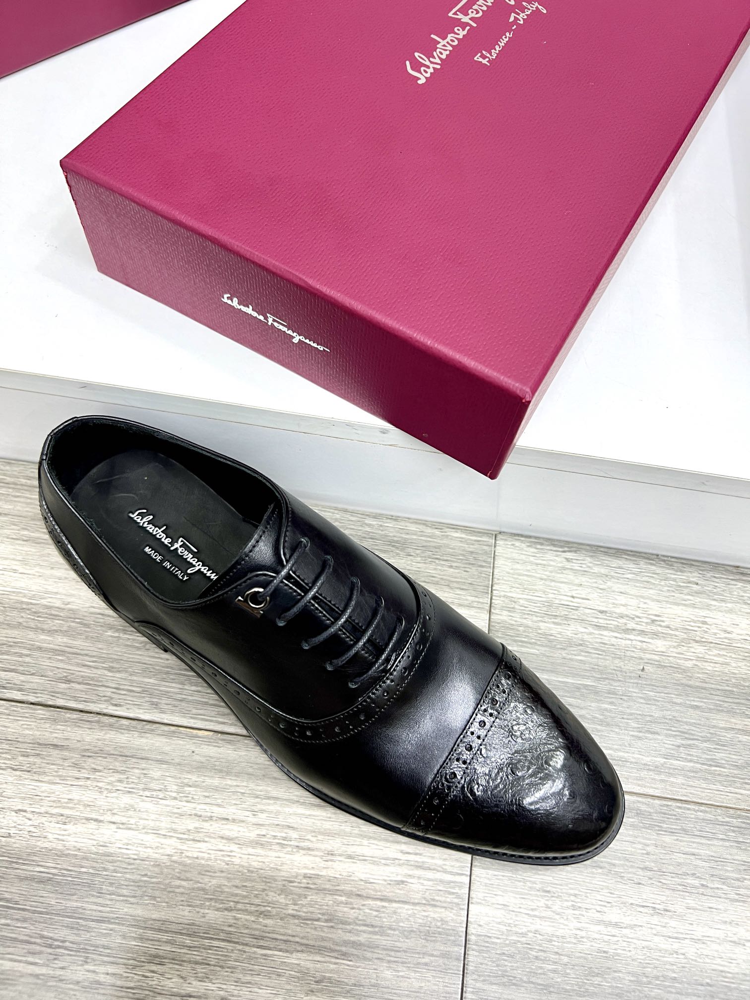Salvatore Ferragamo Men's Black Leather Oxford Dress Shoes, Sizes 38-44 7 i1727294333 4280 5