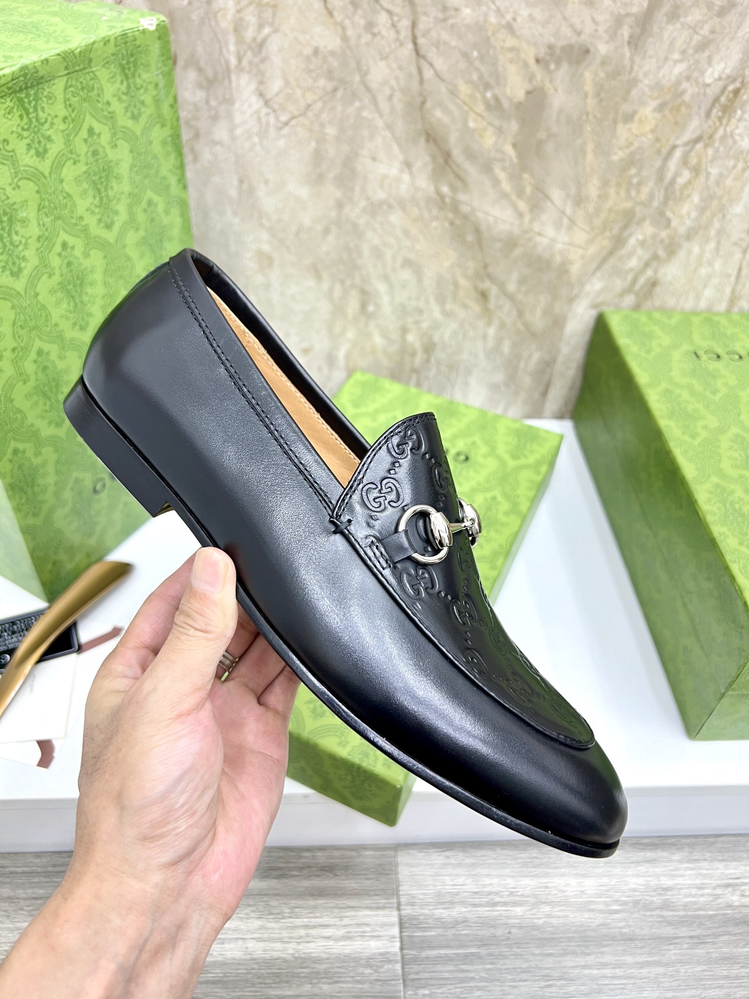 Gucci Men's Black Leather Loafers with Metal Horsebit Buckle - Size 39-44 7 i1731904828 2516 6