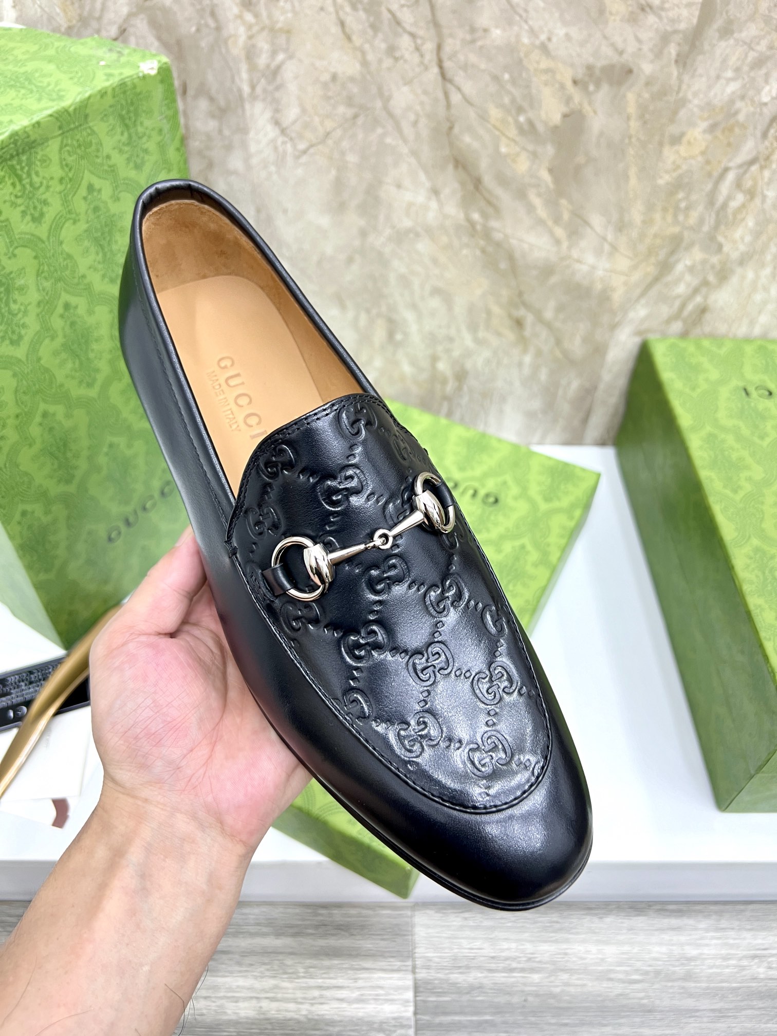 Gucci Men's Black Leather Loafers with Metal Horsebit Buckle - Size 39-44 8 i1731904828 3110 0