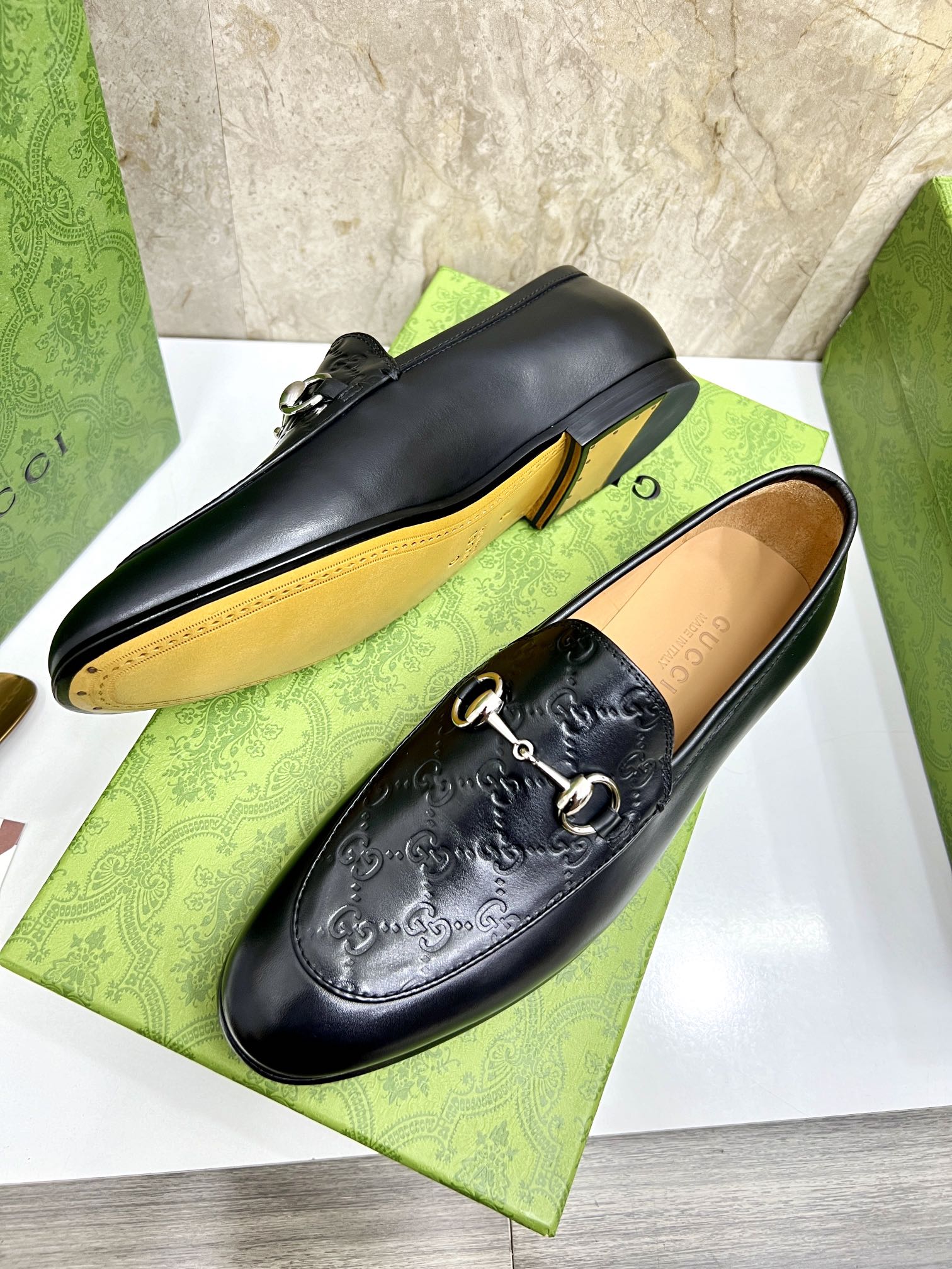 Gucci Men's Black Leather Loafers with Metal Horsebit Buckle - Size 39-44 6 i1731904828 8522 3