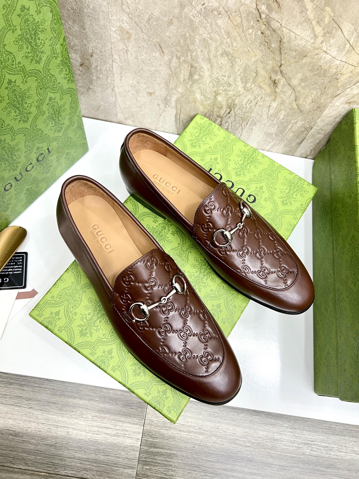 Gucci Men's Brown Leather Loafers with Metal Horsebit Detail, Size 39-44 5 i1731904860 1250 3