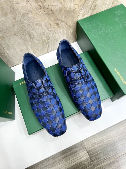 Bottega Veneta Men's Blue Woven Leather Oxford Dress Shoes 1 Bottega Veneta Men's Blue Woven Leather Oxford Dress Shoes