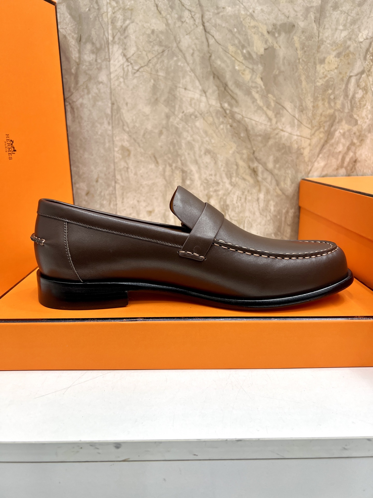 Hermès Giovanni Leather Loafers with Palladium Buckle - Classic Elegance 8 i1742294565321 6878 0 6