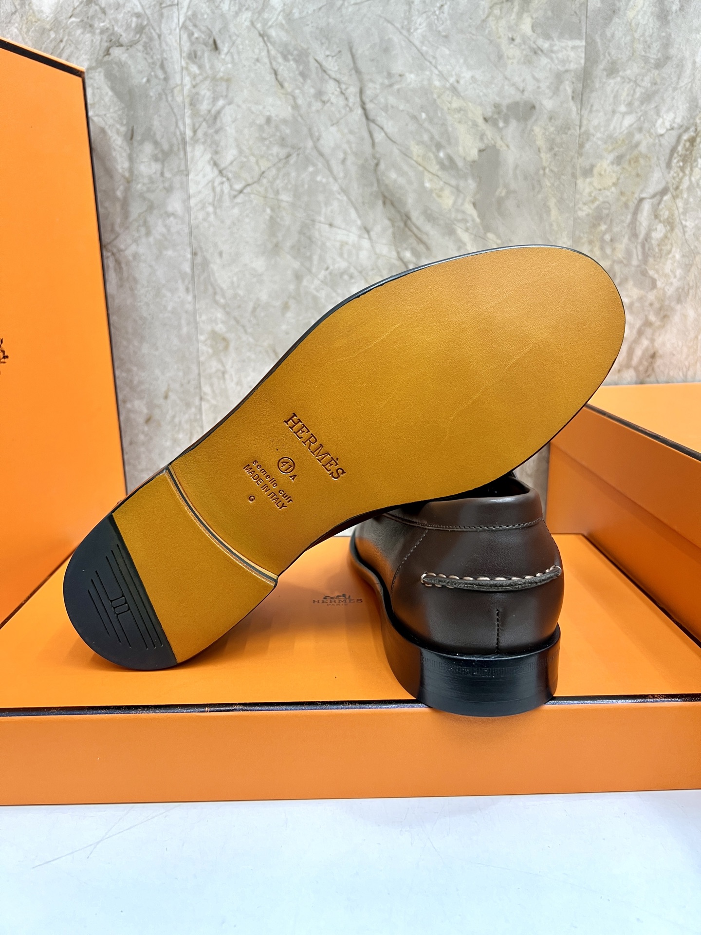 Hermès Giovanni Leather Loafers with Palladium Buckle - Classic Elegance 9 i1742294566058 1572 0 7