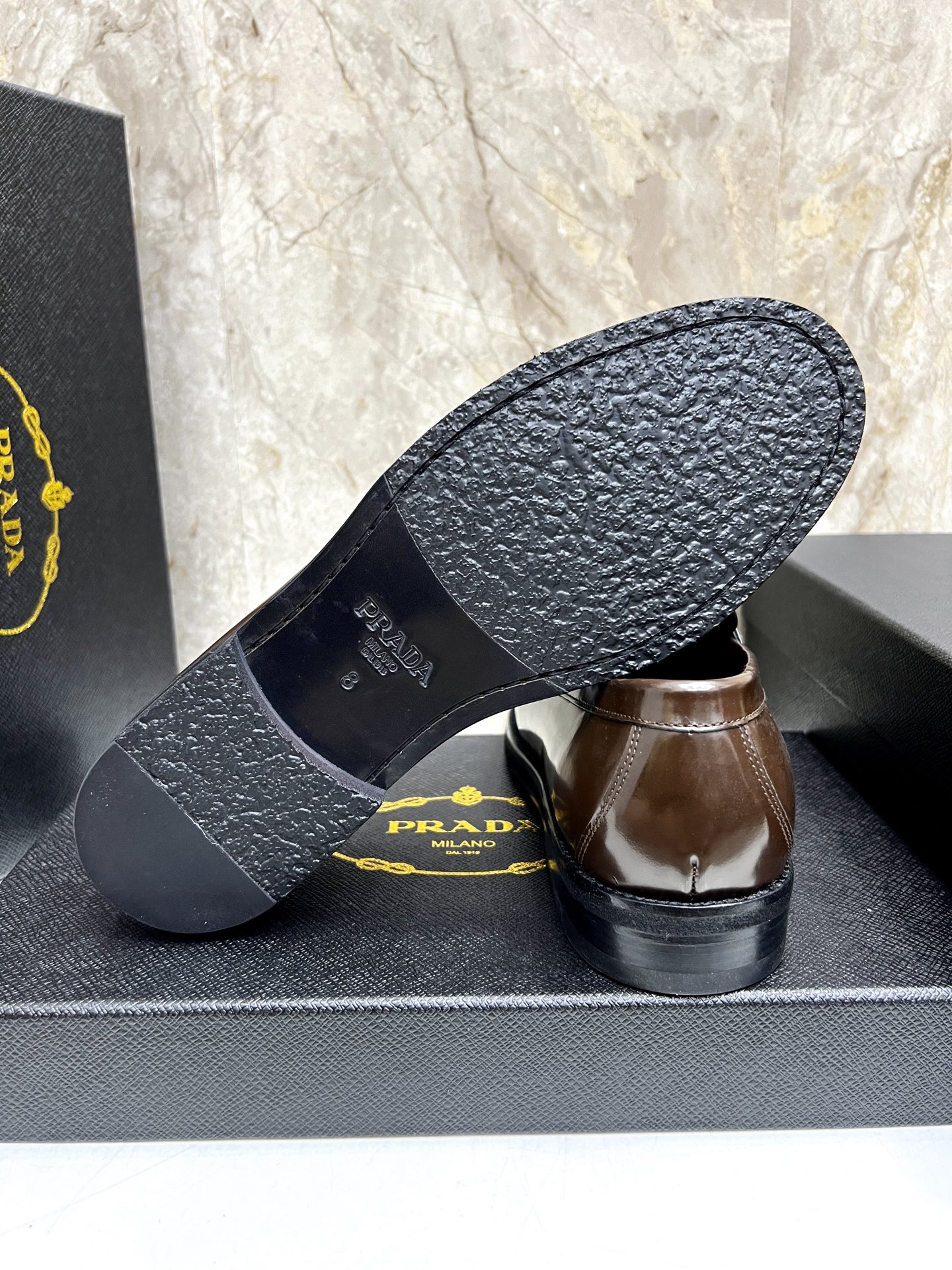 Prada Men's Leather Loafers, Brown, Sizes 38-44. Calfskin Lining & Leather Sole 9 i1745038373420 6033 0 7