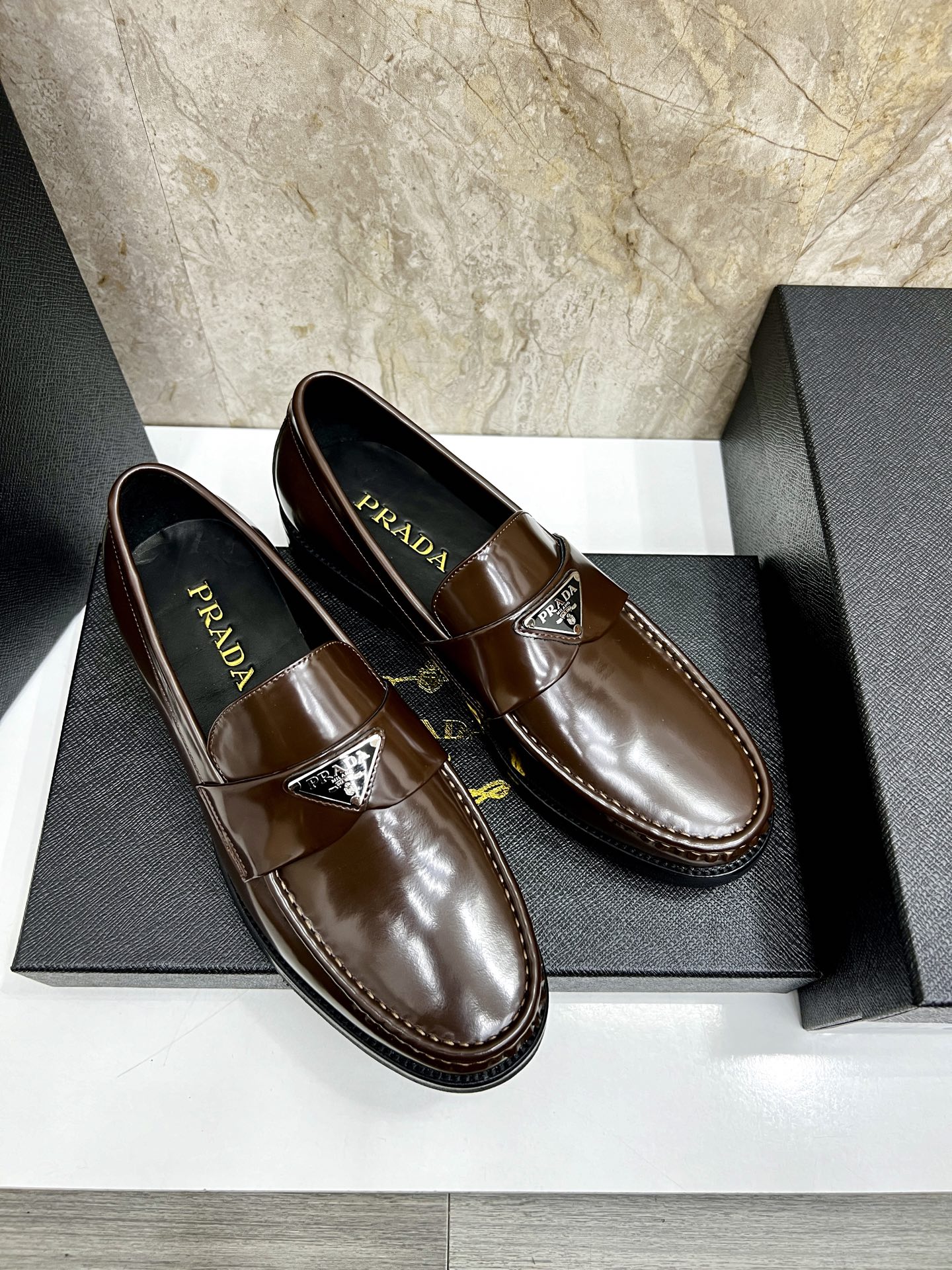 Prada Men's Leather Loafers, Brown, Sizes 38-44. Calfskin Lining & Leather Sole 4 i1745038373434 4842 0 2