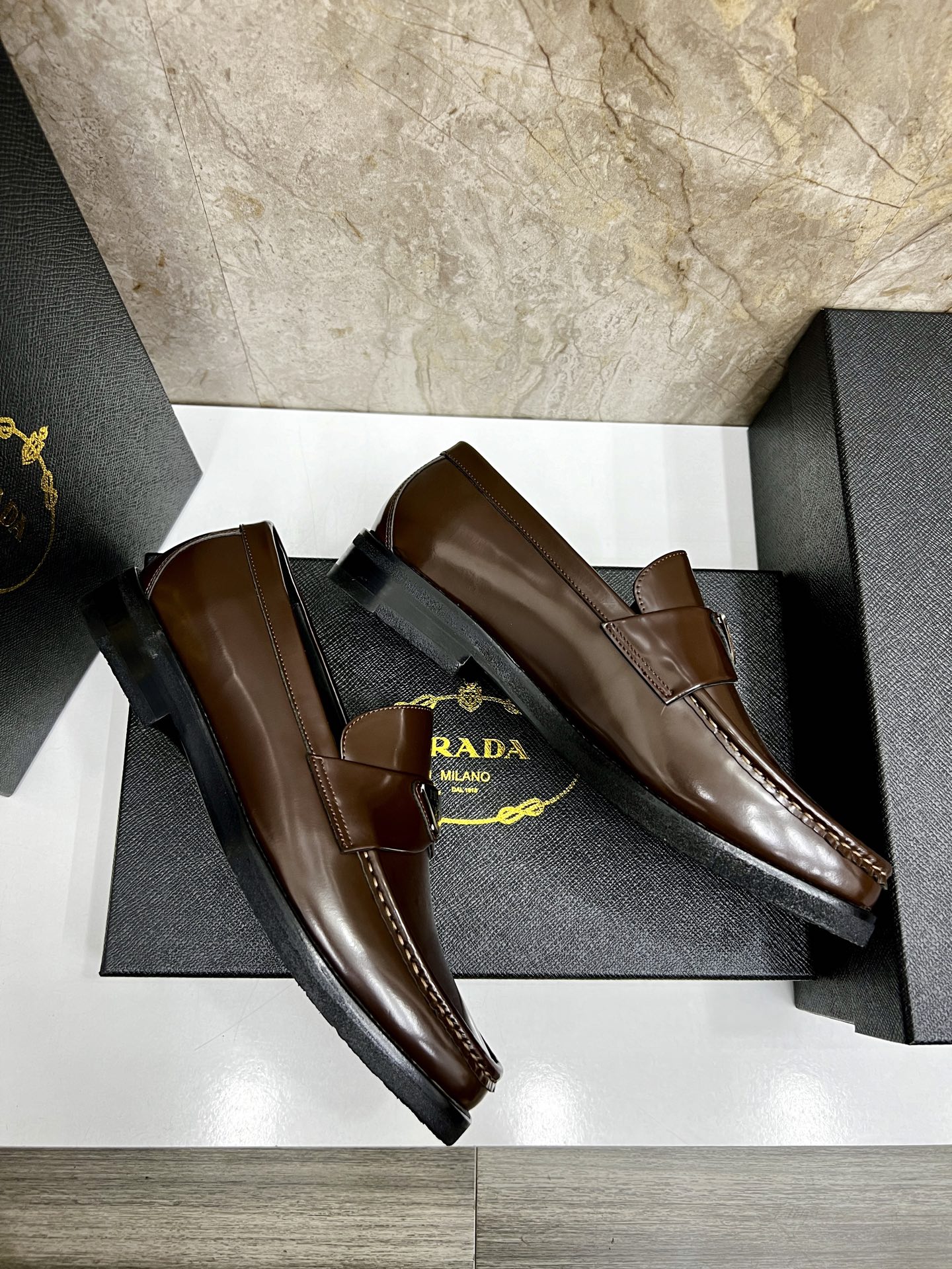 Prada Men's Leather Loafers, Brown, Sizes 38-44. Calfskin Lining & Leather Sole 5 i1745038373448 912 0 3