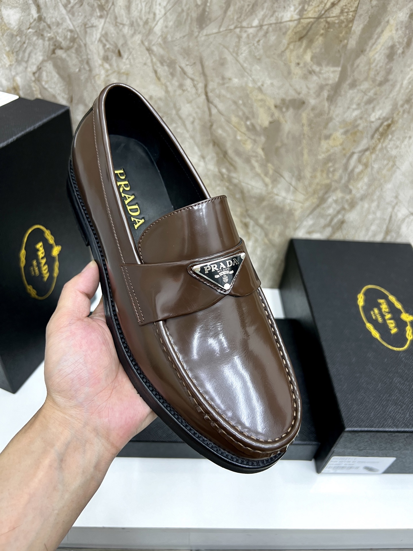 Prada Men's Leather Loafers, Brown, Sizes 38-44. Calfskin Lining & Leather Sole 8 i1745038374416 8028 0 6