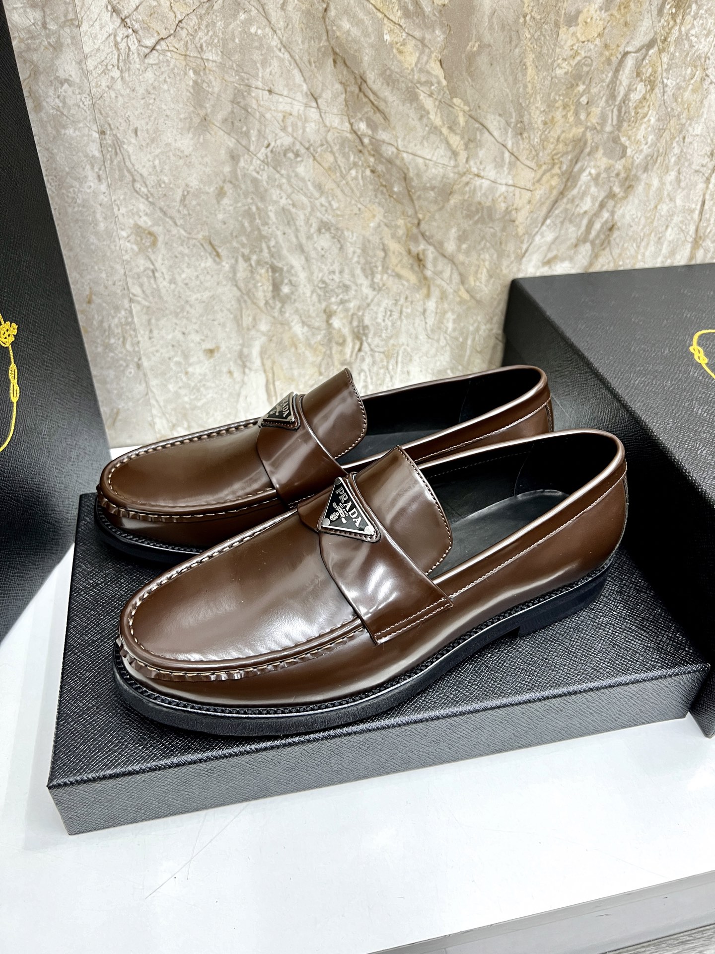 Prada Men's Leather Loafers, Brown, Sizes 38-44. Calfskin Lining & Leather Sole 3 i1745038374433 9614 0 1