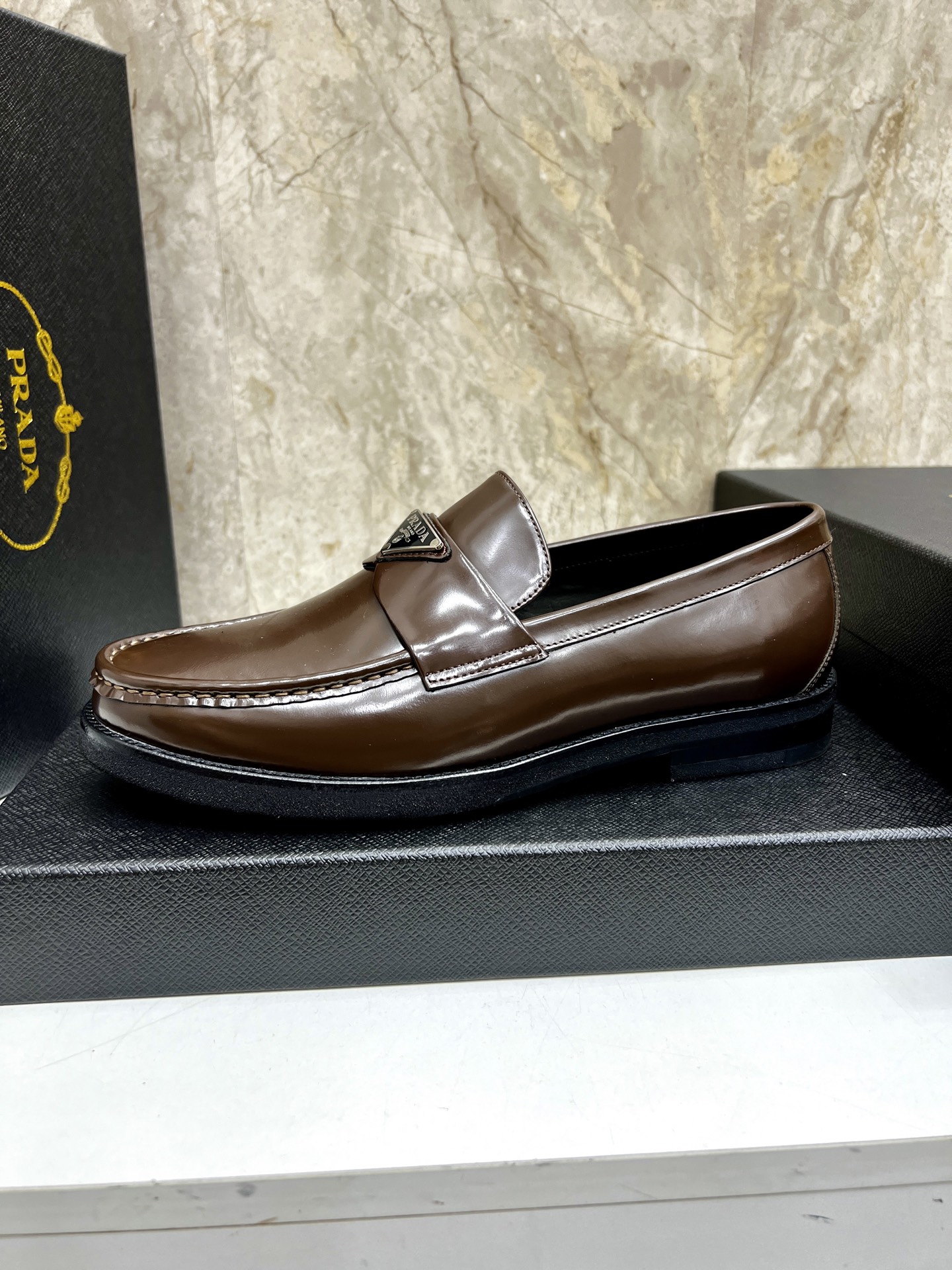 Prada Men's Leather Loafers, Brown, Sizes 38-44. Calfskin Lining & Leather Sole 6 i1745038374454 9869 0 4