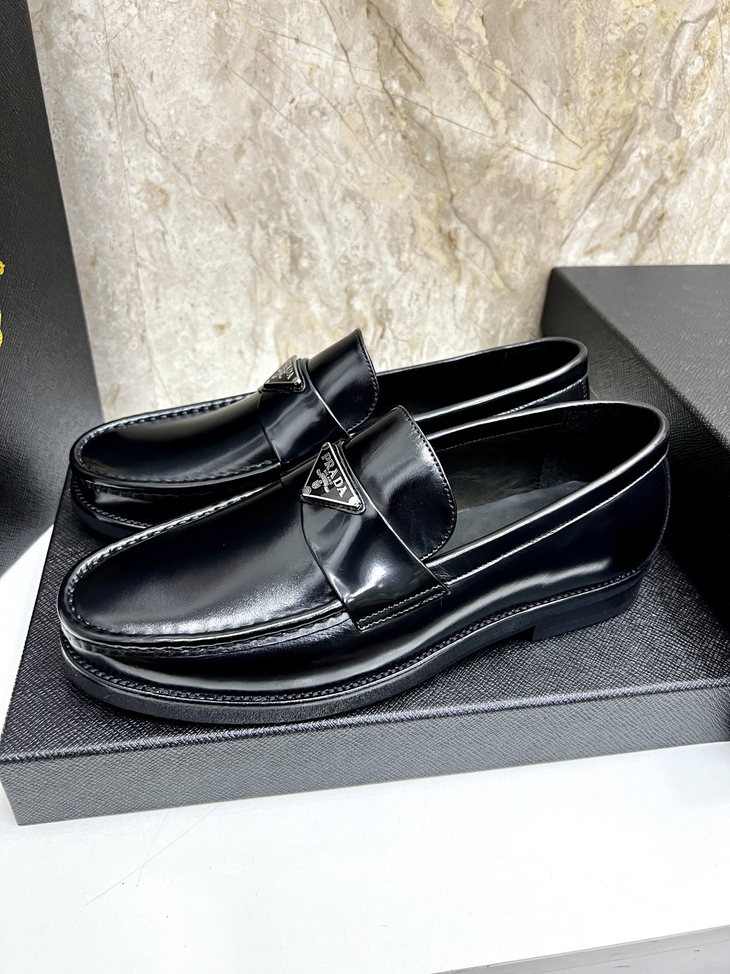 Prada Men's Black Leather Loafers, Slip-on Dress Shoes, Sizes 38-44 3 i1745038388165 5595 0 1