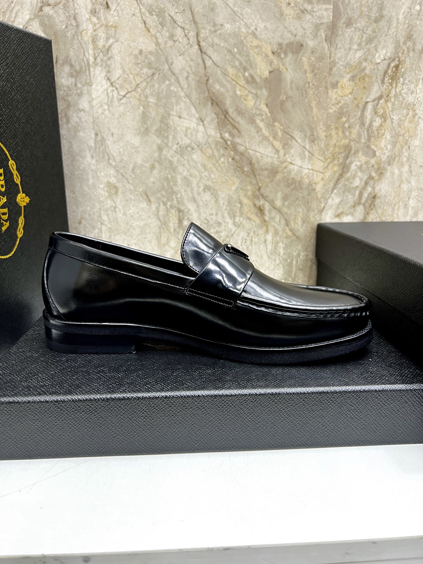 Prada Men's Black Leather Loafers, Slip-on Dress Shoes, Sizes 38-44 7 i1745038389150 5764 0 5