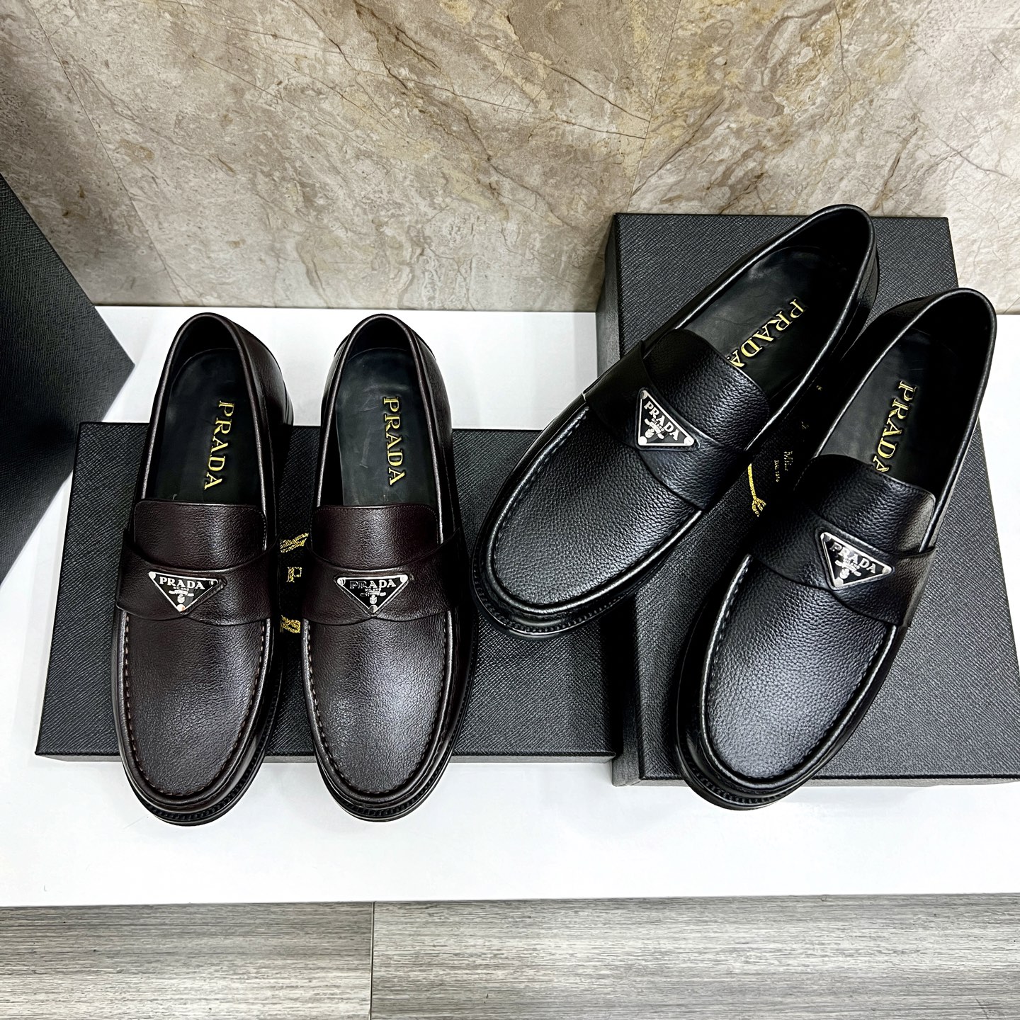 Prada Men's Black Leather Loafers with Metal Logo, Sizes 38-44 10 i1745038414132 6660 0 8