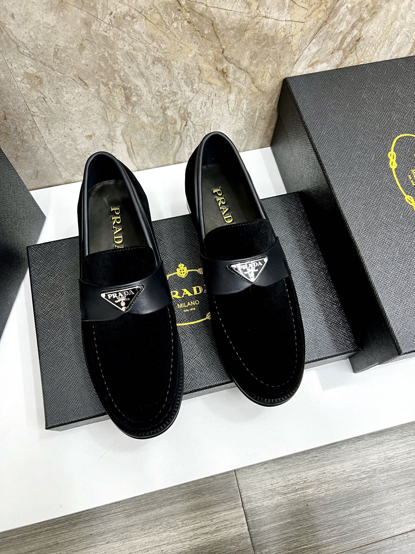 Prada Men's Leather Loafers - Premium Quality, Comfortable Fit 1 Prada Men's Leather Loafers - Premium Quality, Comfortable Fit