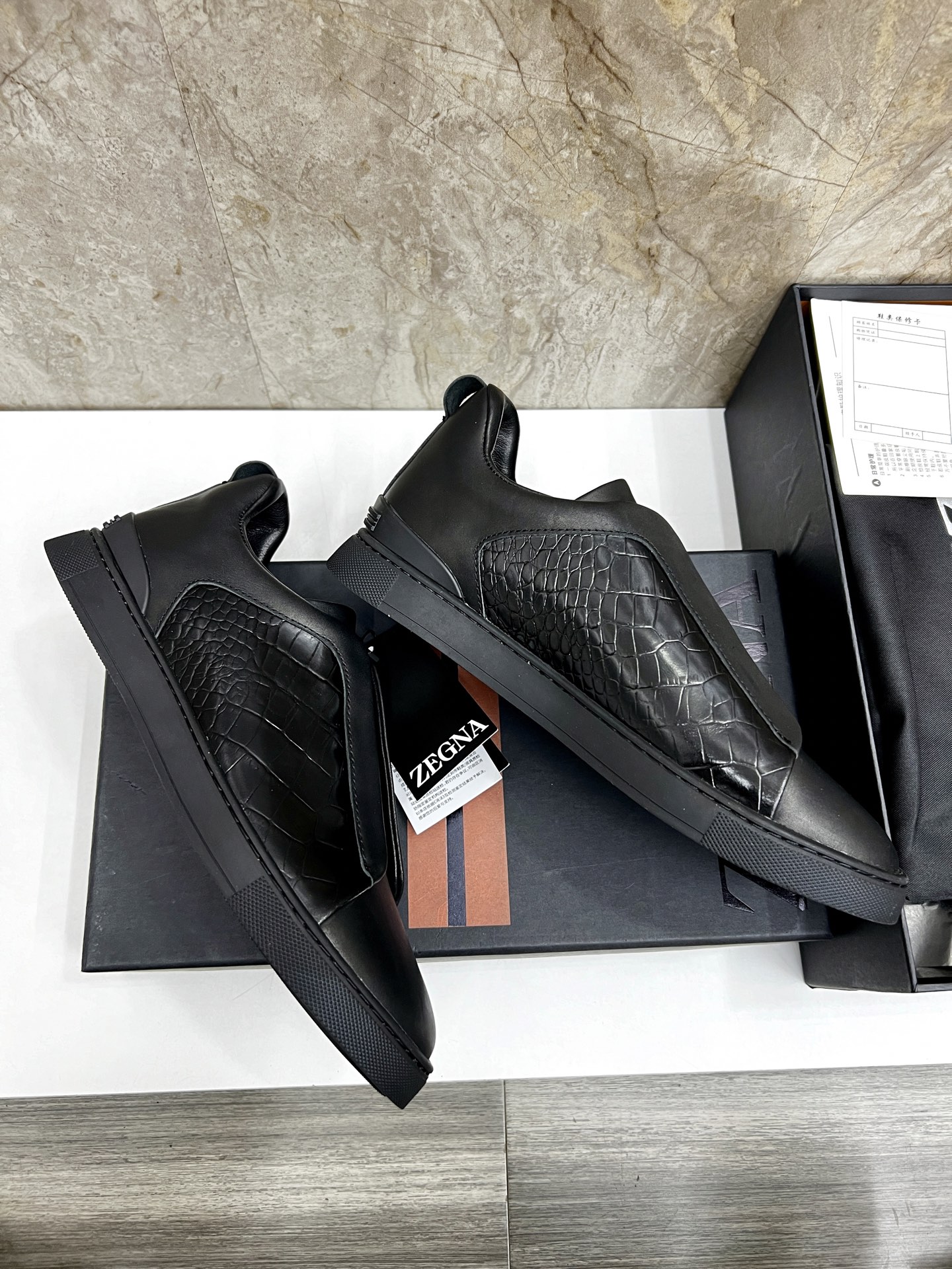 Zegna Triple Stitch Leather Sneakers - Low Top, Slip-On Design. Size 39-44 5 i1745123180610 5364 0 3