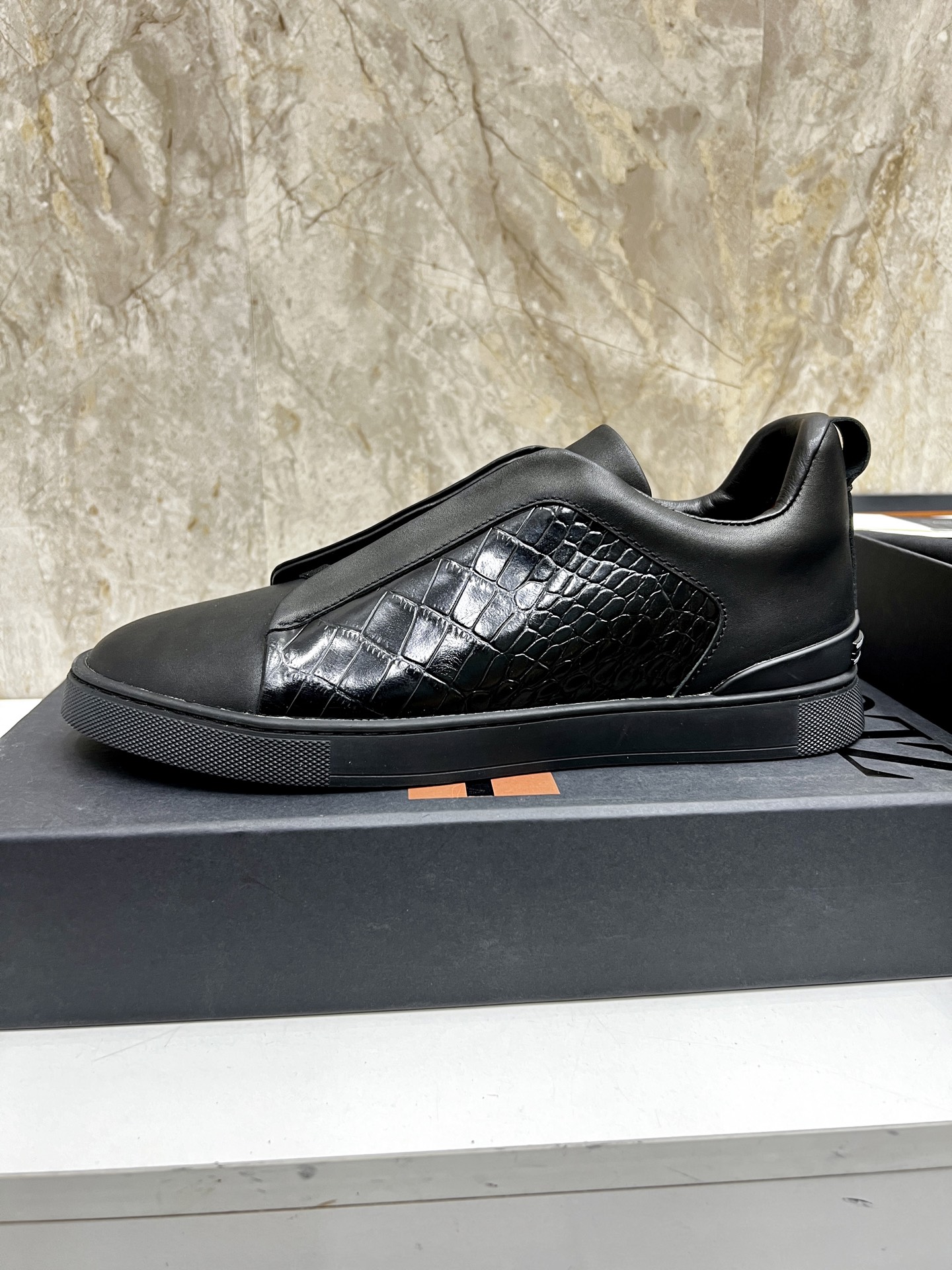 Zegna Triple Stitch Leather Sneakers - Low Top, Slip-On Design. Size 39-44 6 i1745123180610 8334 0 4