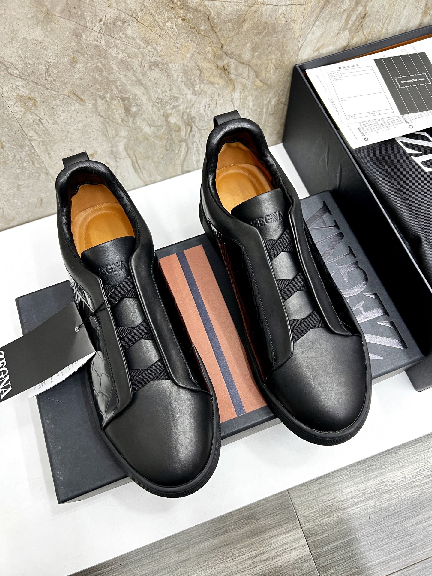 Zegna Triple Stitch Leather Sneakers - Low Top, Slip-On Design. Size 39-44 2 i1745123180616 166 0 0