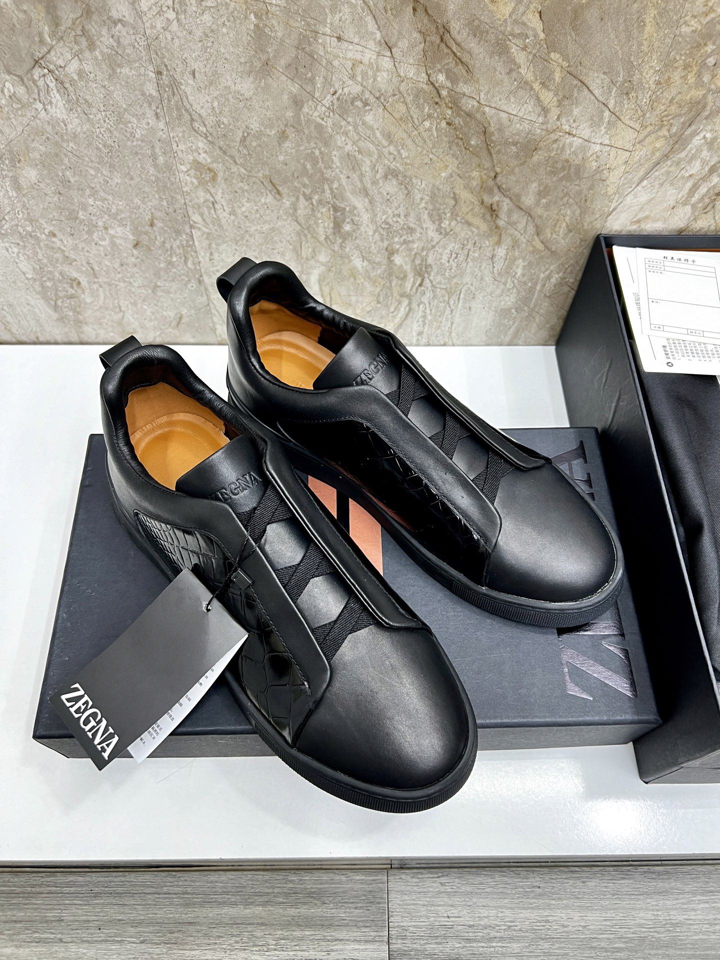 Zegna Triple Stitch Leather Sneakers - Low Top, Slip-On Design. Size 39-44 4 i1745123180632 2275 0 2