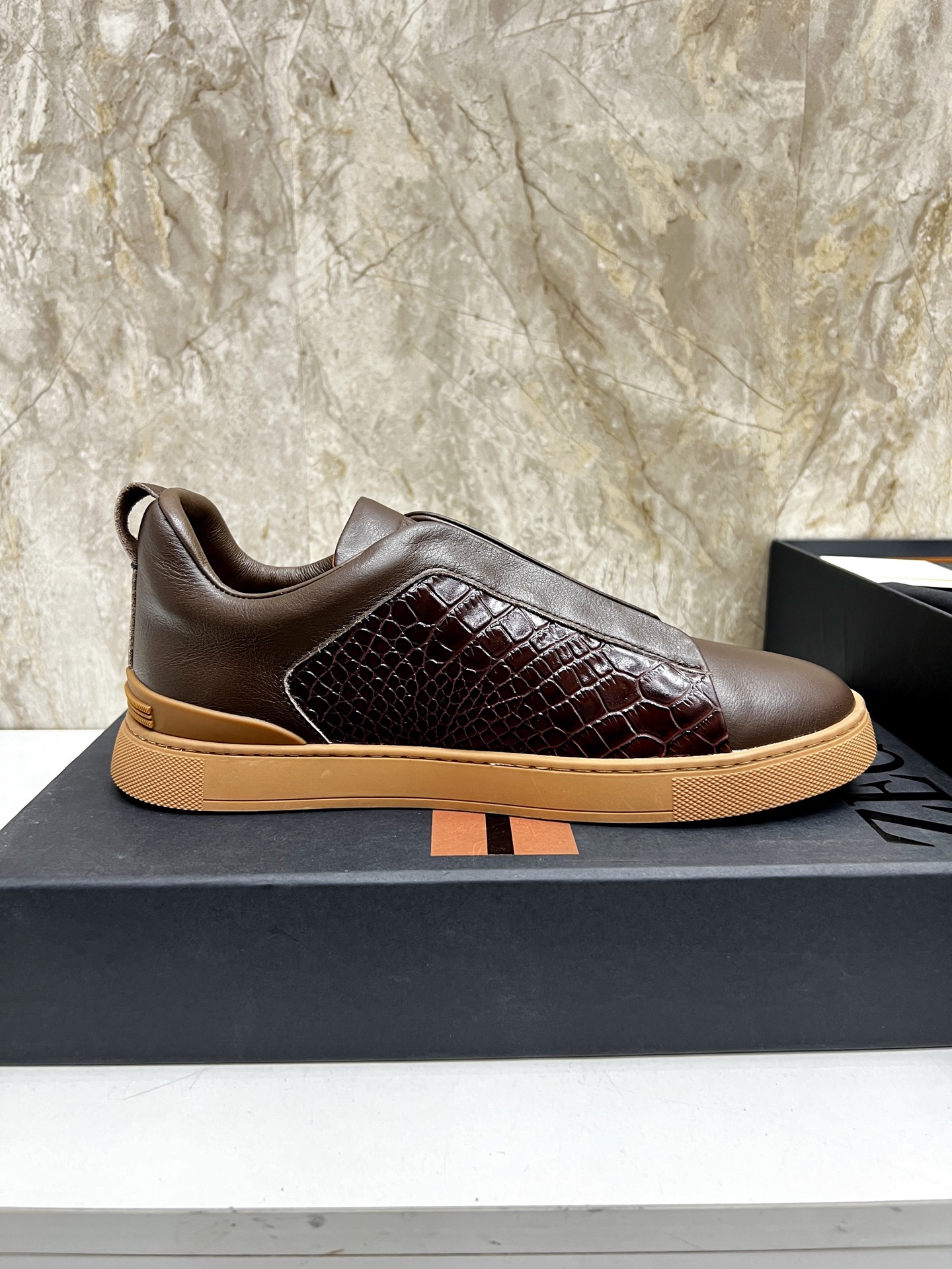 Zegna Triple Stitch Leather Sneakers - Low Top, Slip-On, Casual Shoes 7 i1745123233952 2785 0 5