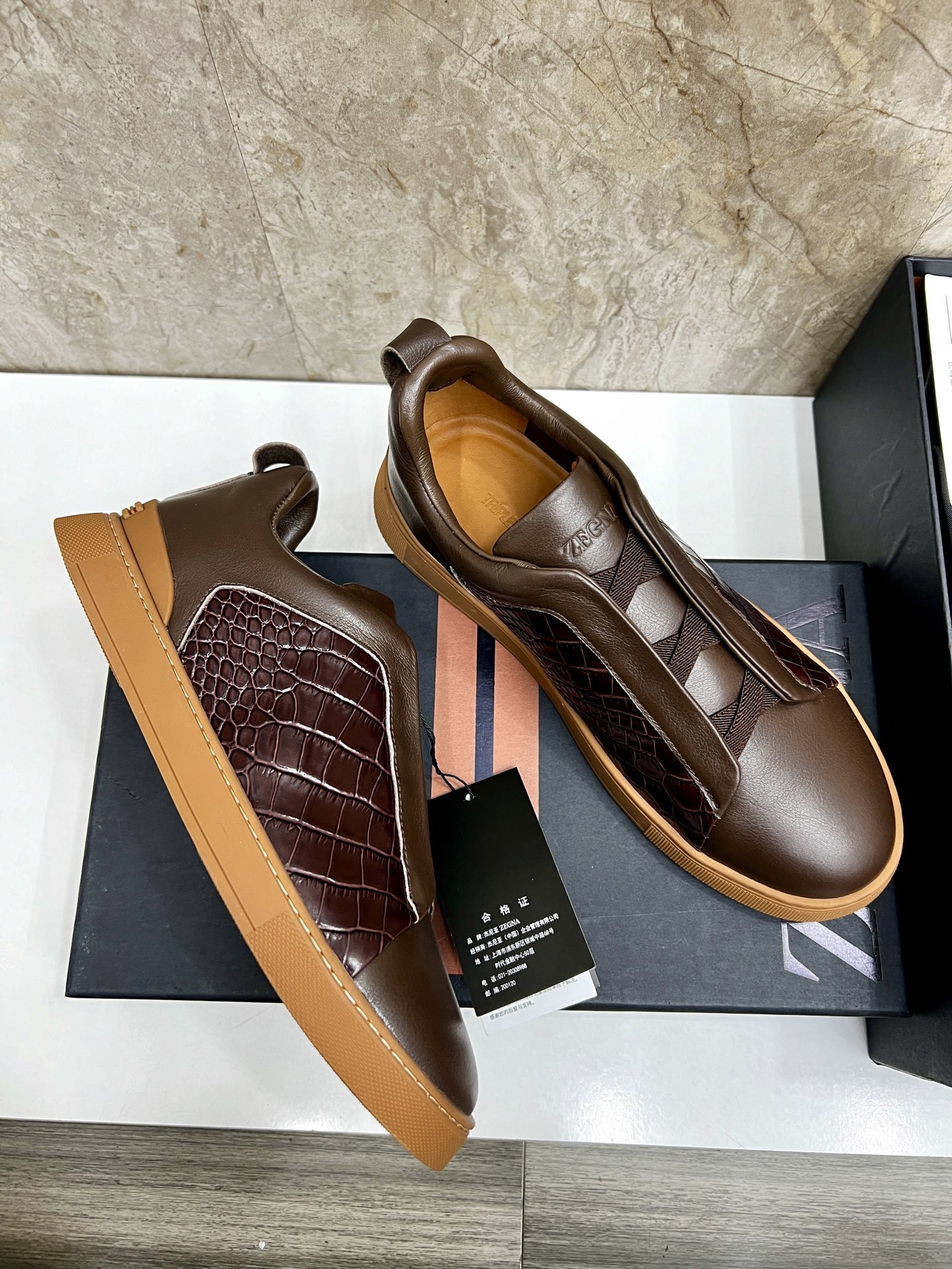 Zegna Triple Stitch Leather Sneakers - Low Top, Slip-On, Casual Shoes 5 i1745123233960 5833 0 3