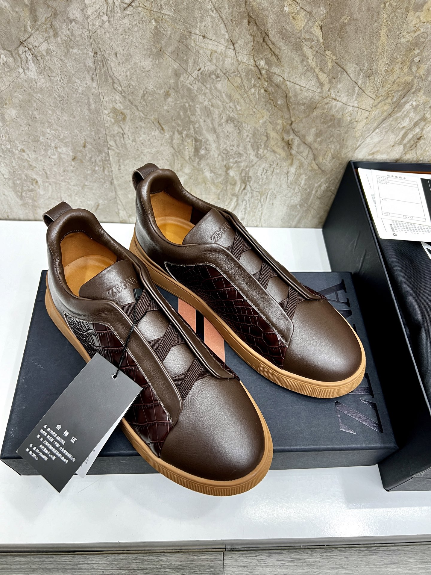 Zegna Triple Stitch Leather Sneakers - Low Top, Slip-On, Casual Shoes 4 i1745123235500 9794 0 2