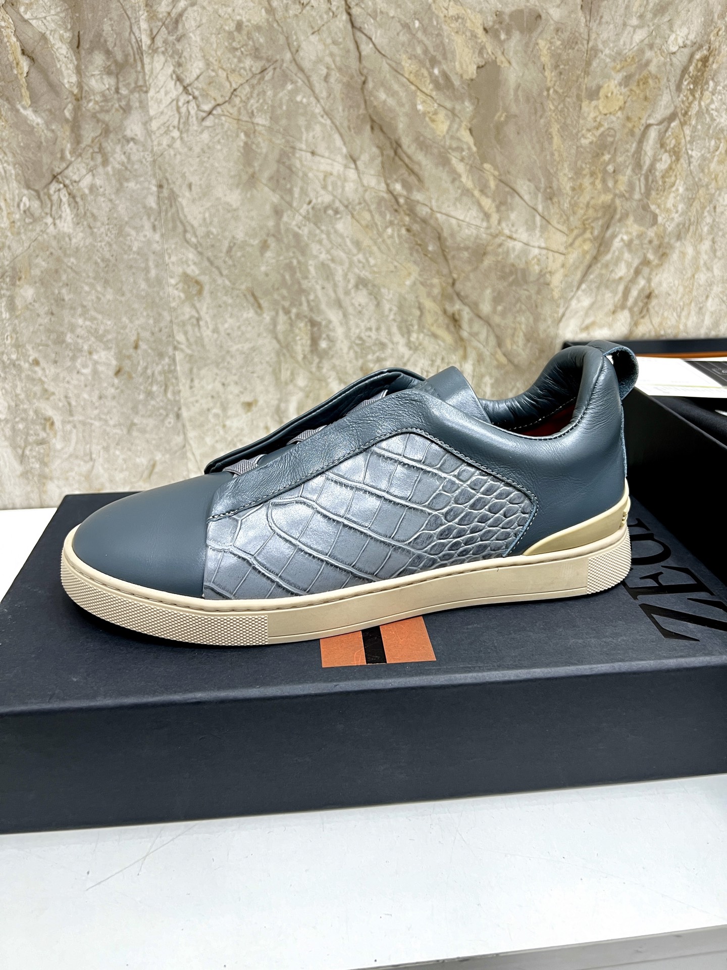 Zegna Triple Stitch Leather Low-Top Sneakers, Casual Slip-On Shoes for Men 6 i1745123291374 502 0 4