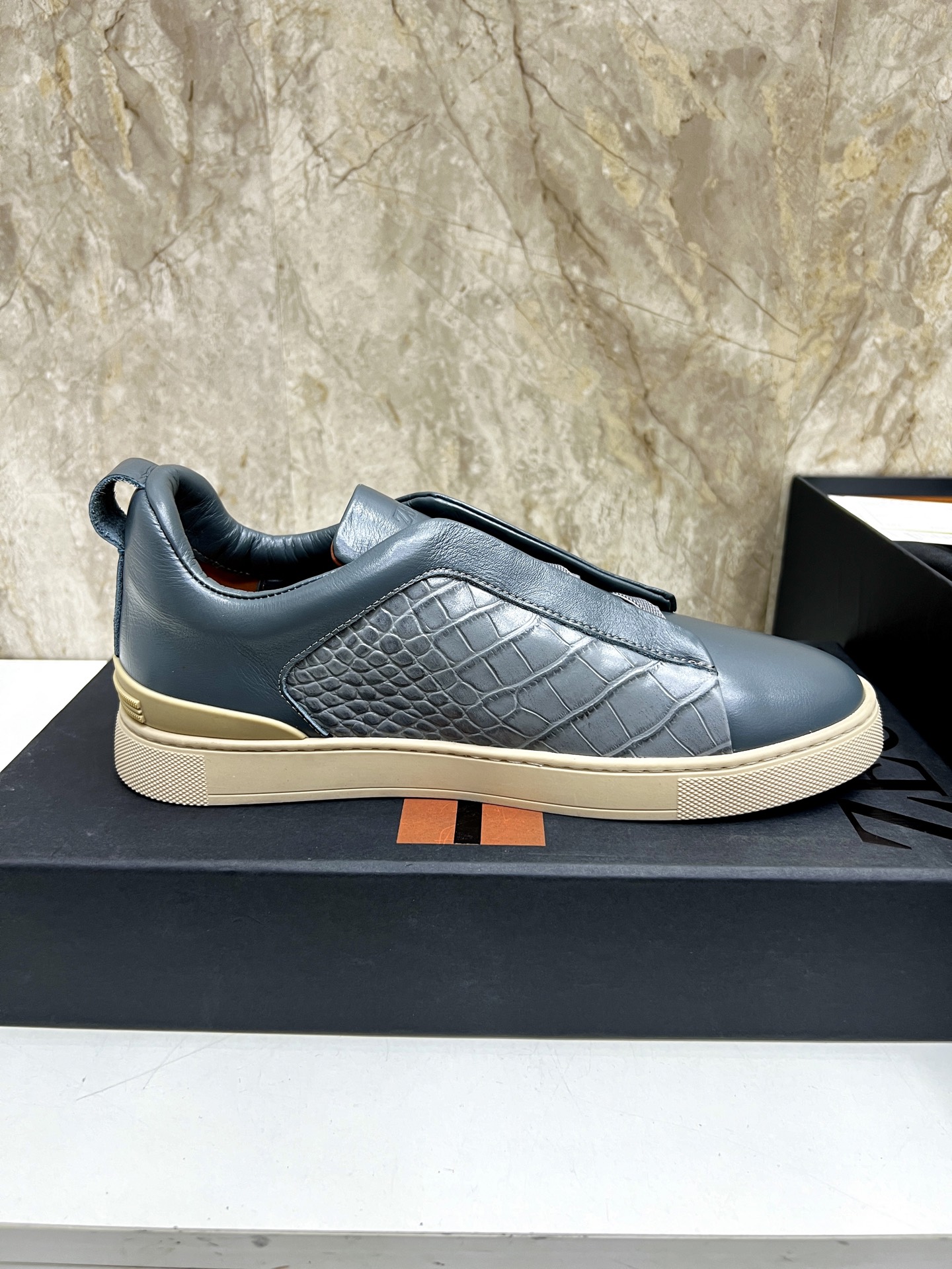 Zegna Triple Stitch Leather Low-Top Sneakers, Casual Slip-On Shoes for Men 7 i1745123291406 8362 0 5