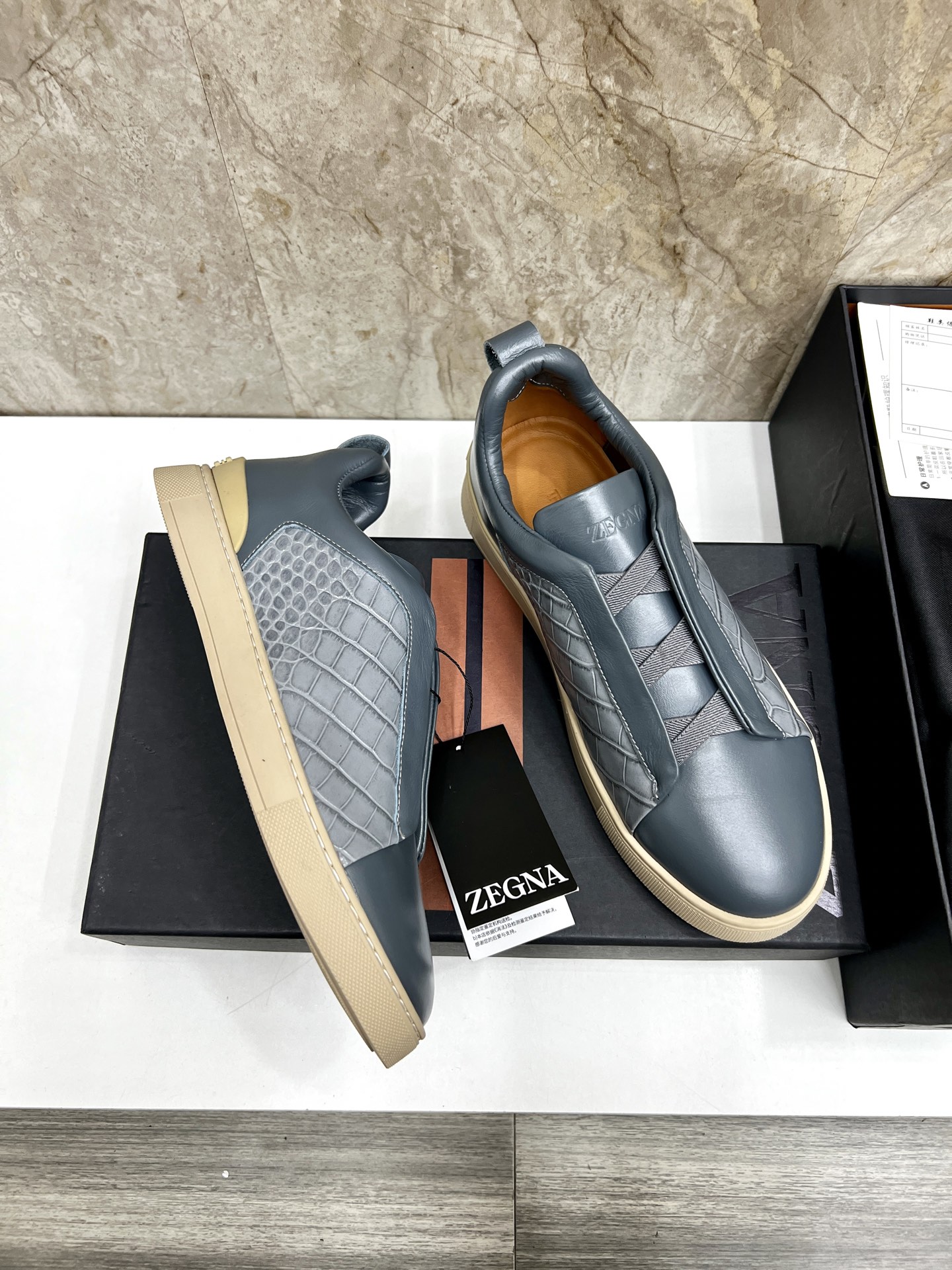 Zegna Triple Stitch Leather Low-Top Sneakers, Casual Slip-On Shoes for Men 5 i1745123291414 8064 0 3