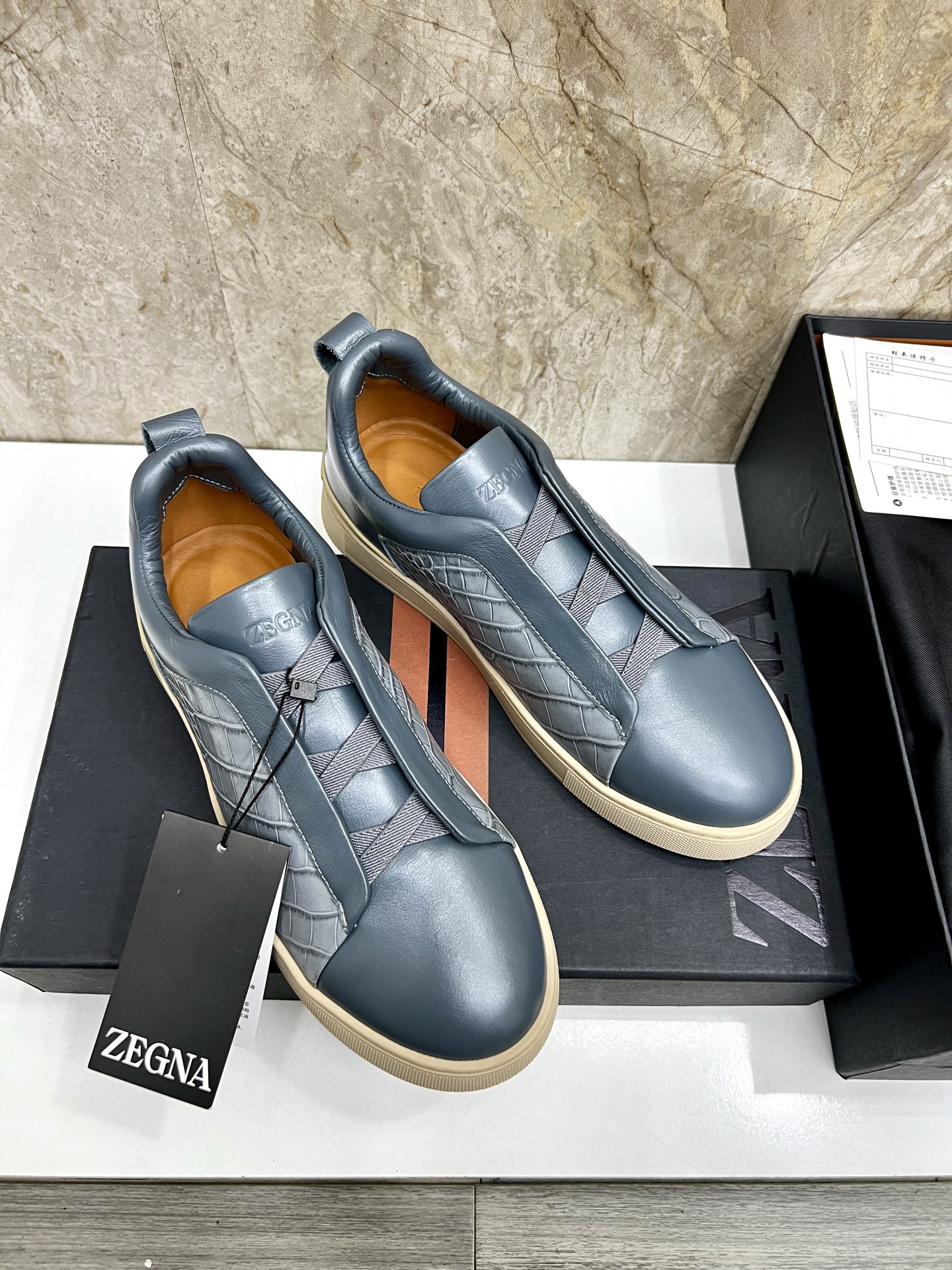 Zegna Triple Stitch Leather Low-Top Sneakers, Casual Slip-On Shoes for Men 4 i1745123291436 6269 0 2