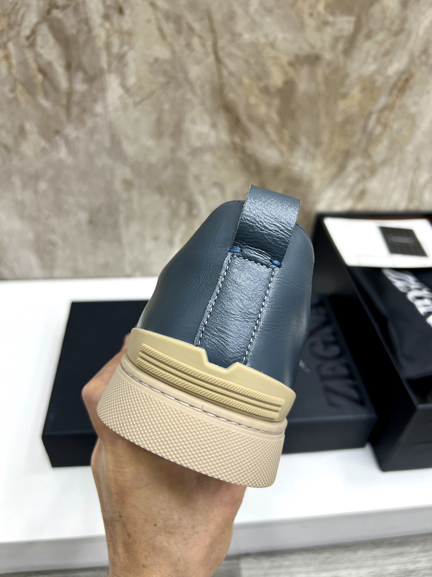 Zegna Triple Stitch Leather Low-Top Sneakers, Casual Slip-On Shoes for Men 9 i1745123292396 6157 0 7