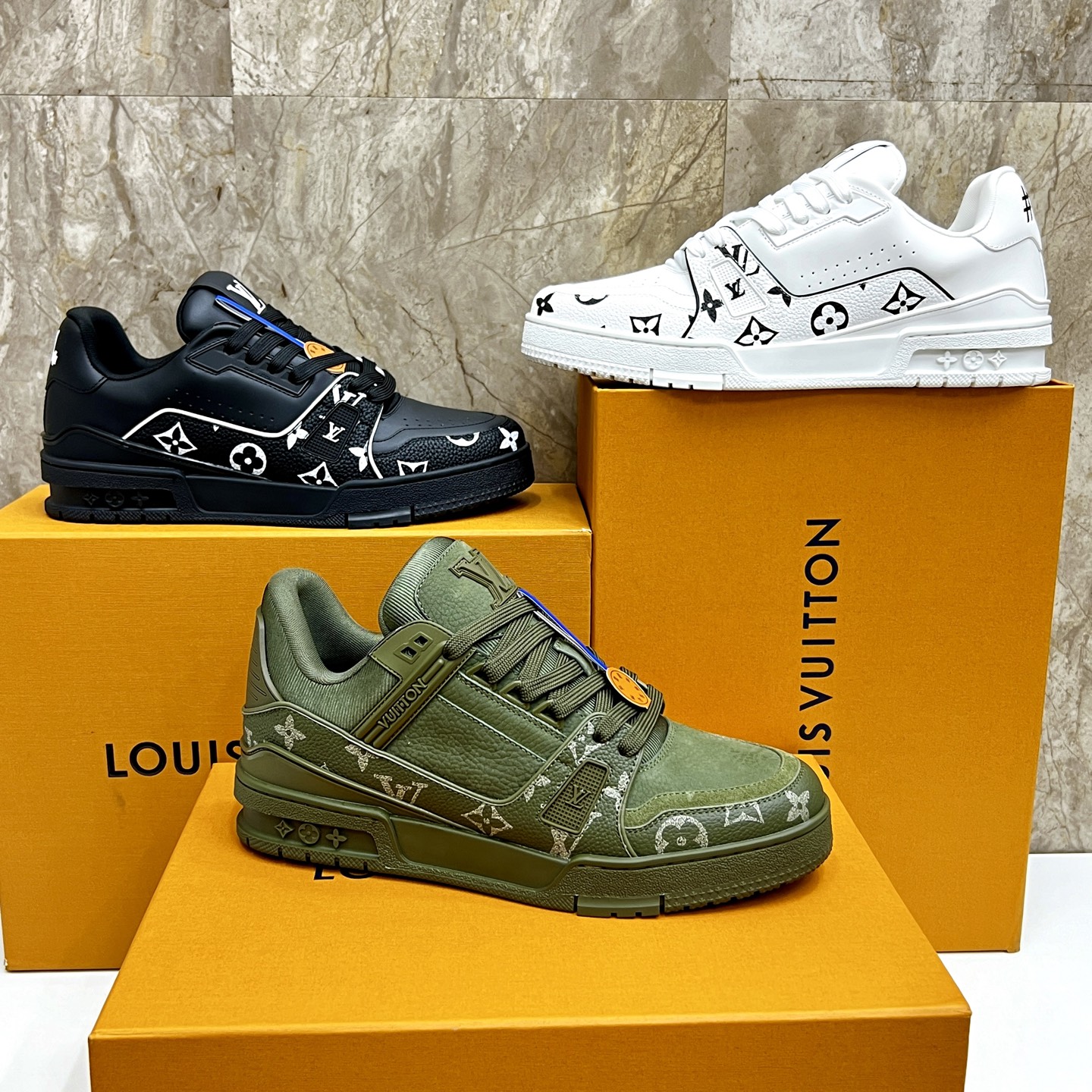 Louis Vuitton Trainer Sneakers White Leather Monogram, Men's Size 35-44 10 i1745214834786 5479 0 8