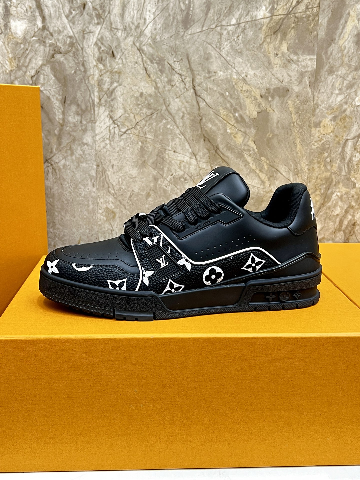 Louis Vuitton Trainer Sneaker: Black Leather, Monogram Accents - Iconic Style 6 i1745214854098 5916 0 4