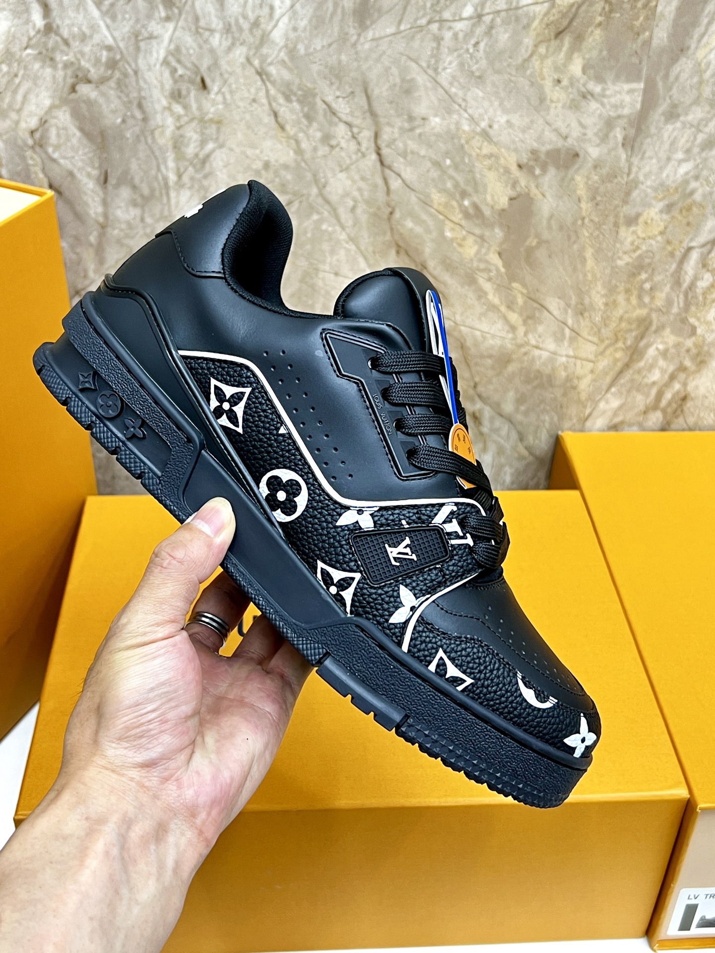 Louis Vuitton Trainer Sneaker: Black Leather, Monogram Accents - Iconic Style 8 i1745214855546 2647 0 6