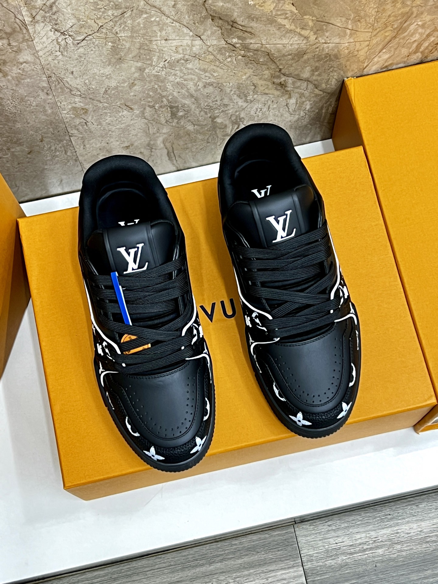 Louis Vuitton Trainer Sneaker: Black Leather, Monogram Accents - Iconic Style 3 i1745214855630 4389 0 1