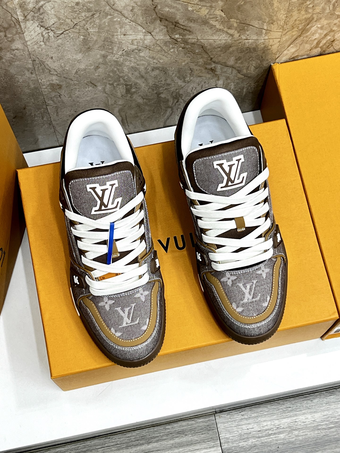 Louis Vuitton Trainer Sneakers Brown Monogram Denim Low Top Shoes 3 i1745214916056 6703 0 1