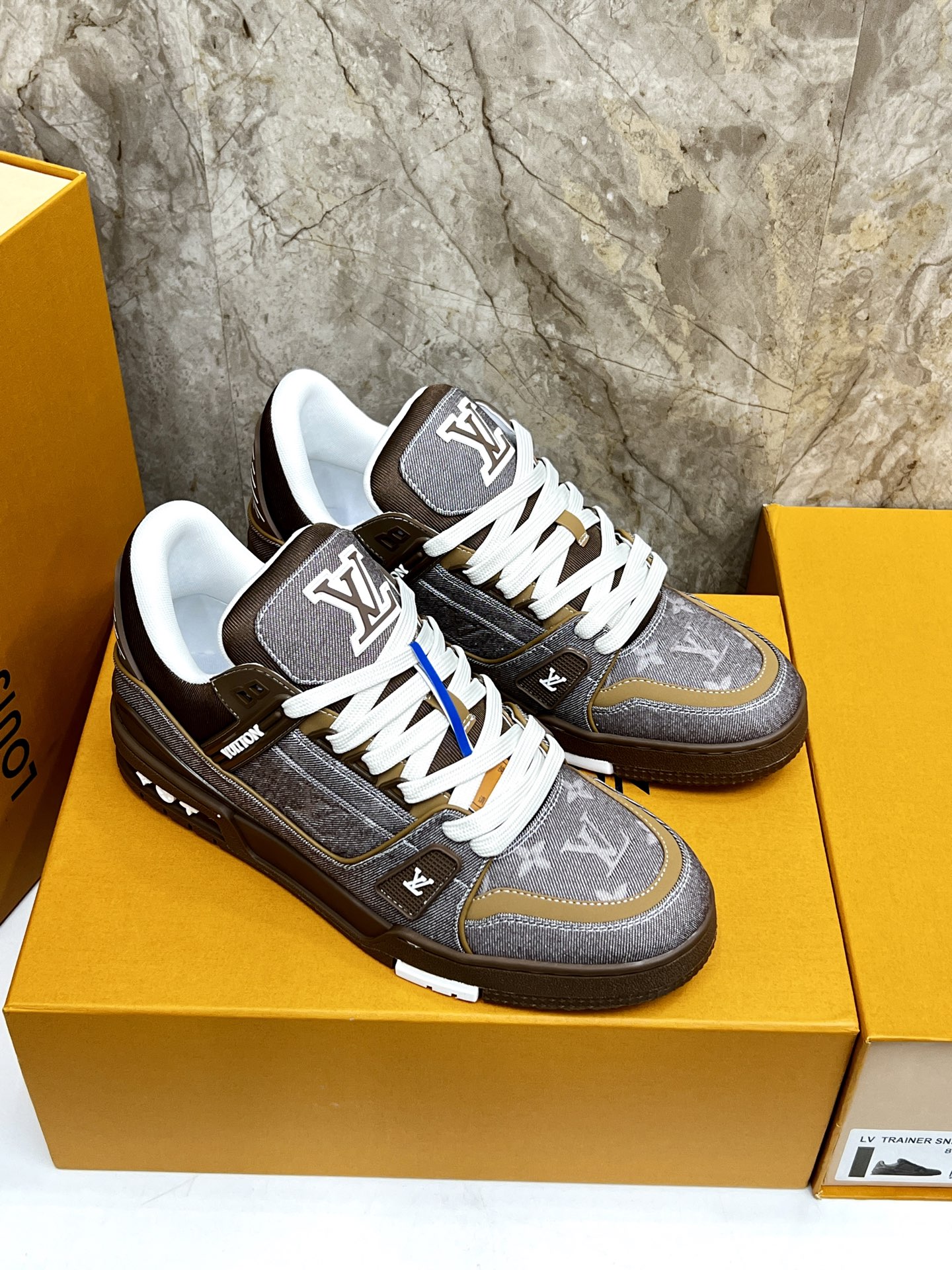 Louis Vuitton Trainer Sneakers Brown Monogram Denim Low Top Shoes 4 i1745214917040 495 0 2