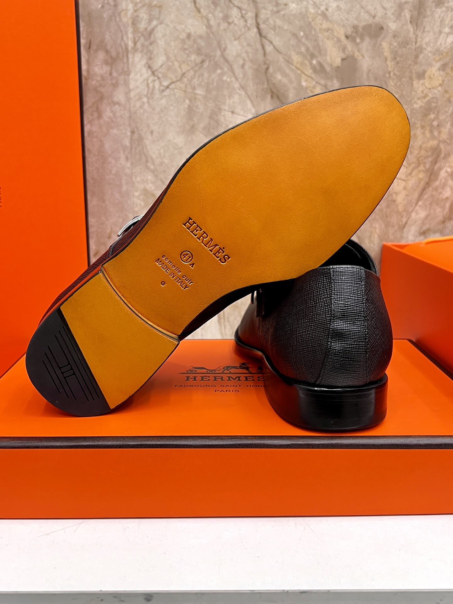 Hermes Giovanni Black Leather Loafers with Buckle Detail, Elegant Design 9 i1745734168955 4688 0 7