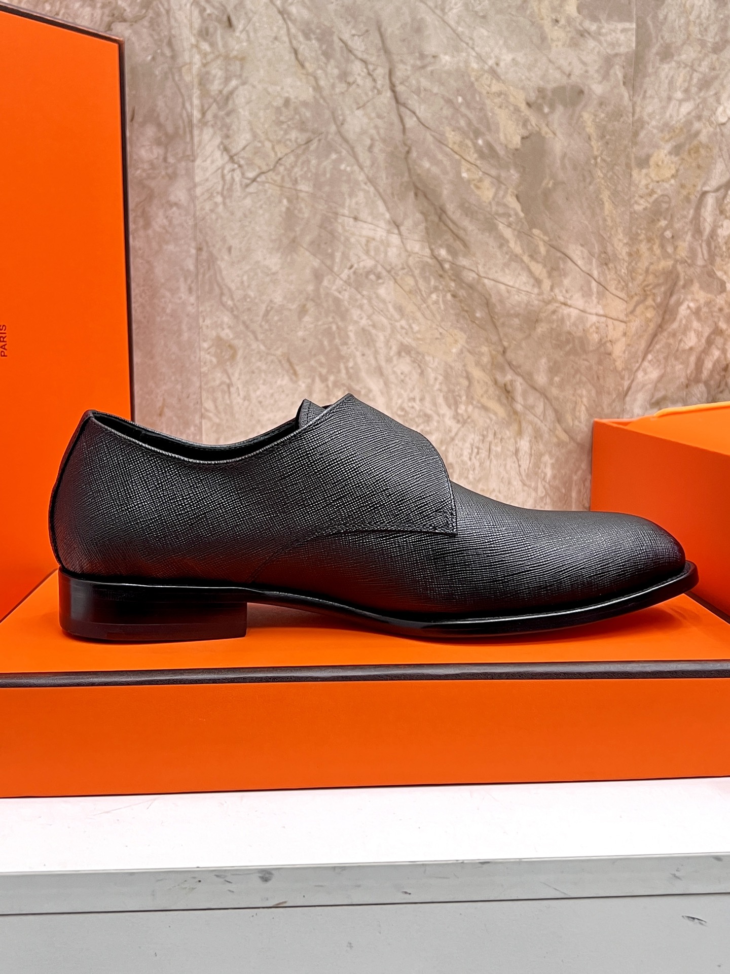 Hermes Giovanni Black Leather Loafers with Buckle Detail, Elegant Design 7 i1745734169945 9203 0 5