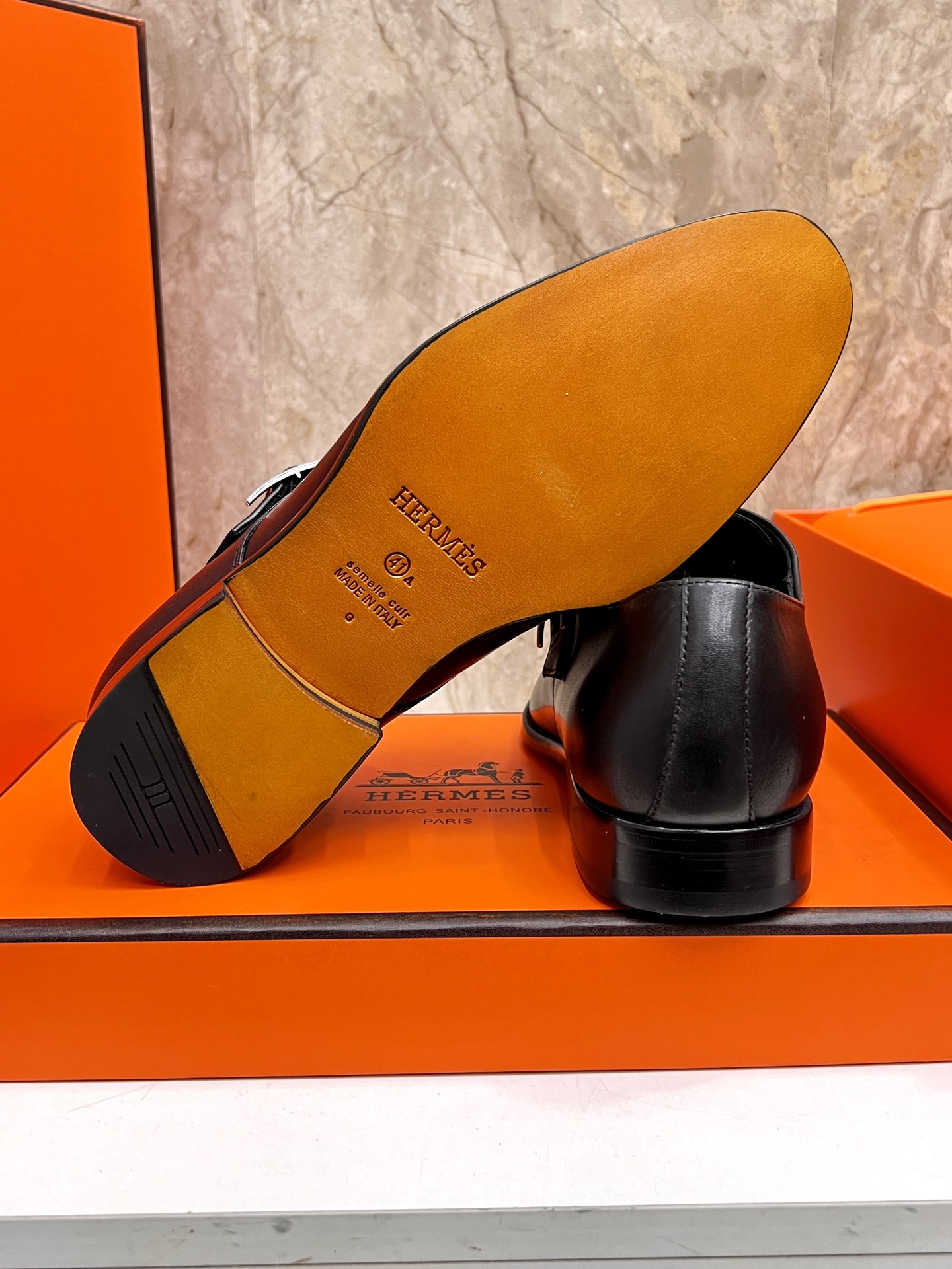 Hermes Giovanni Leather Loafers with Palladium Buckle - Classic Elegance 9 i1745734194257 8978 0 7