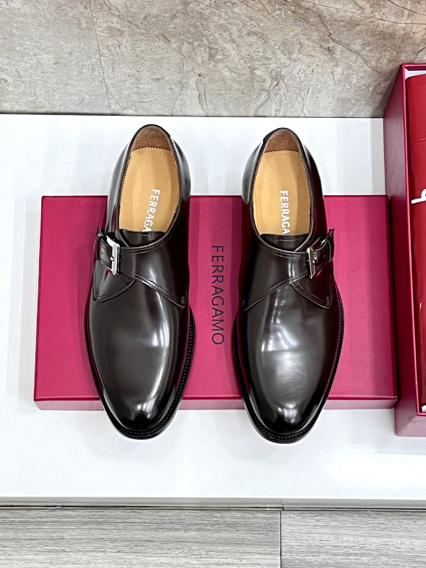 Ferragamo Classic Leather Monk-Strap Dress Shoes for Men - Handcrafted Italian Style